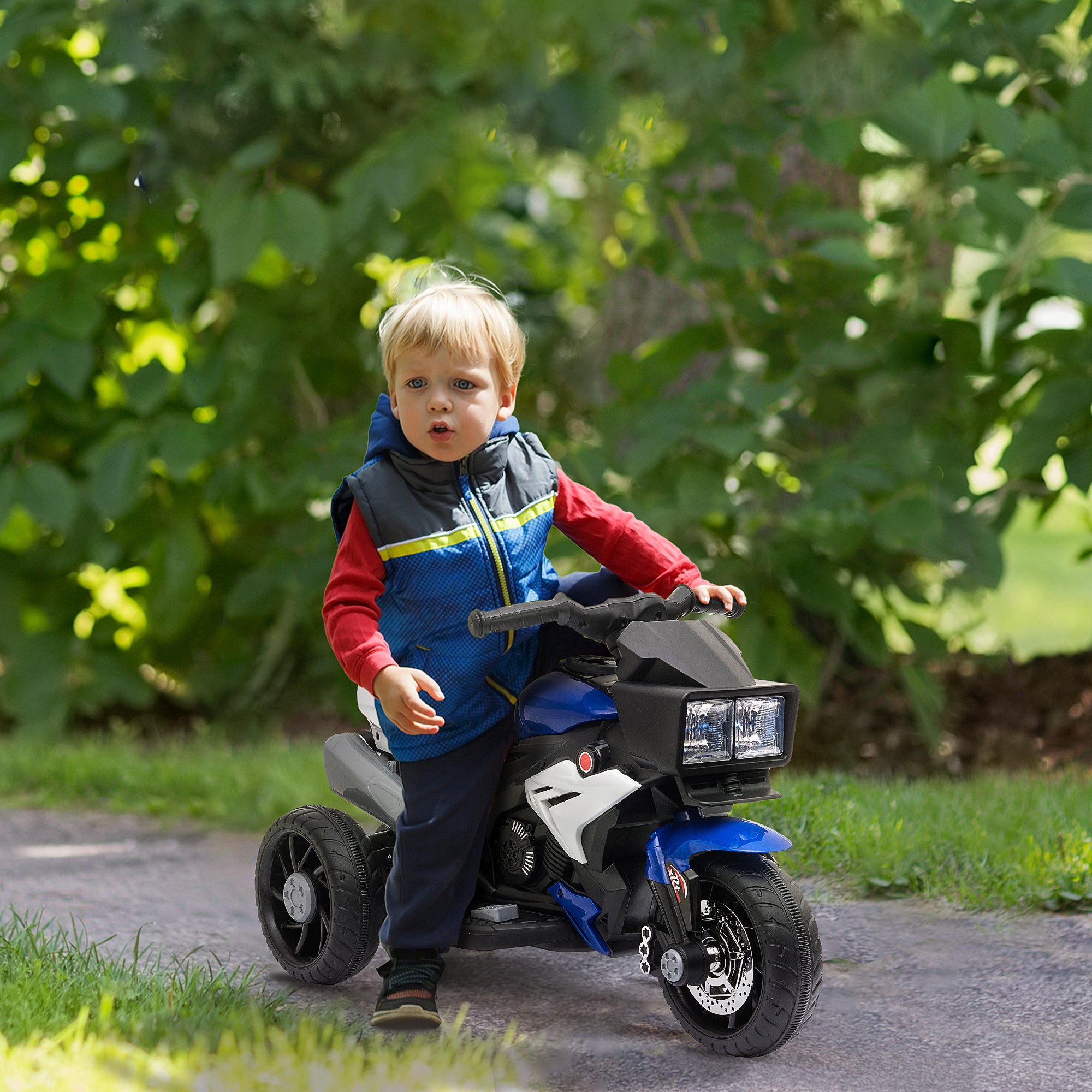 Triciclo Infantil Elétrico com 3 Rodas 86x42x52cm Azul e Preto