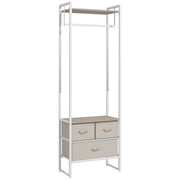 Suporte para Cabides com 3 Gavetas em Tecido Natural 58,5x30x178 cm
