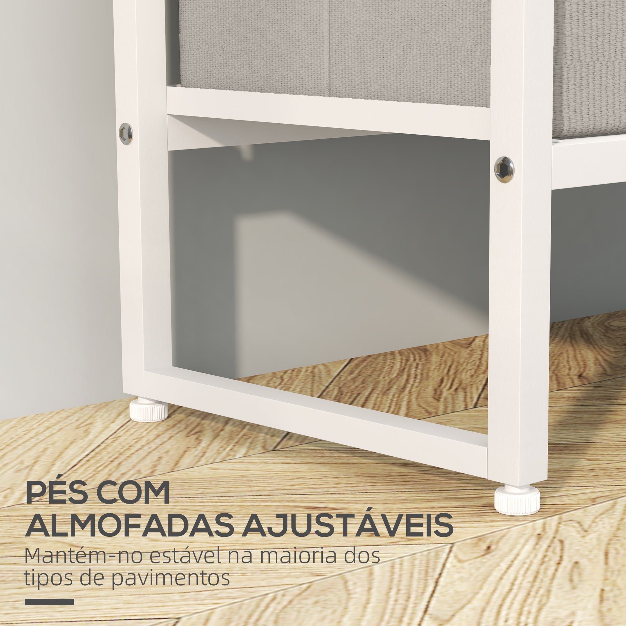Suporte para Cabides com 3 Gavetas em Tecido Natural 58,5x30x178 cm