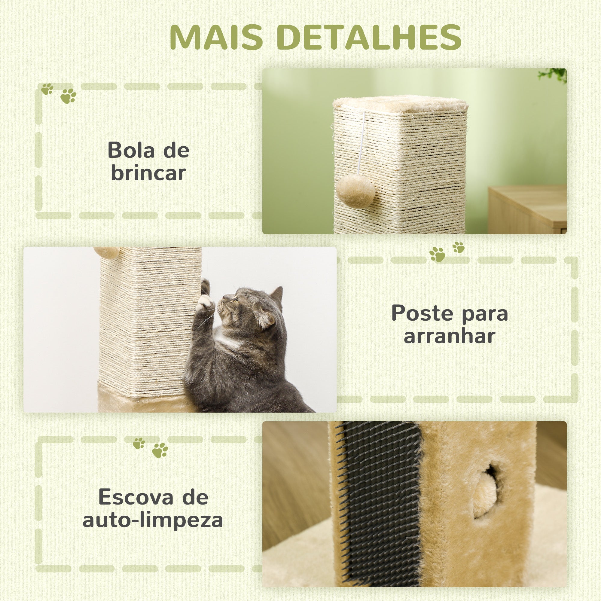 Arranhador para Gatos 59,5x39x79 cm - Creme e Bege