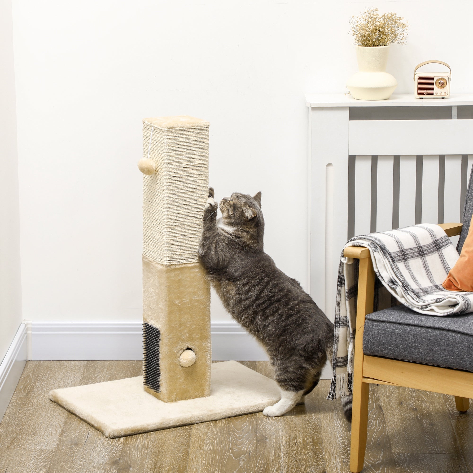Arranhador para Gatos 59,5x39x79 cm - Creme e Bege