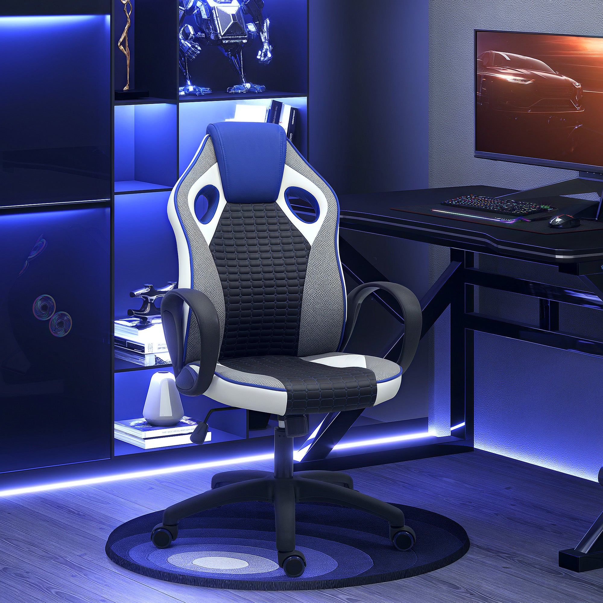 Cadeira Gaming Altura Ajustável Azul 60,5x67x107,5-116,5 cm