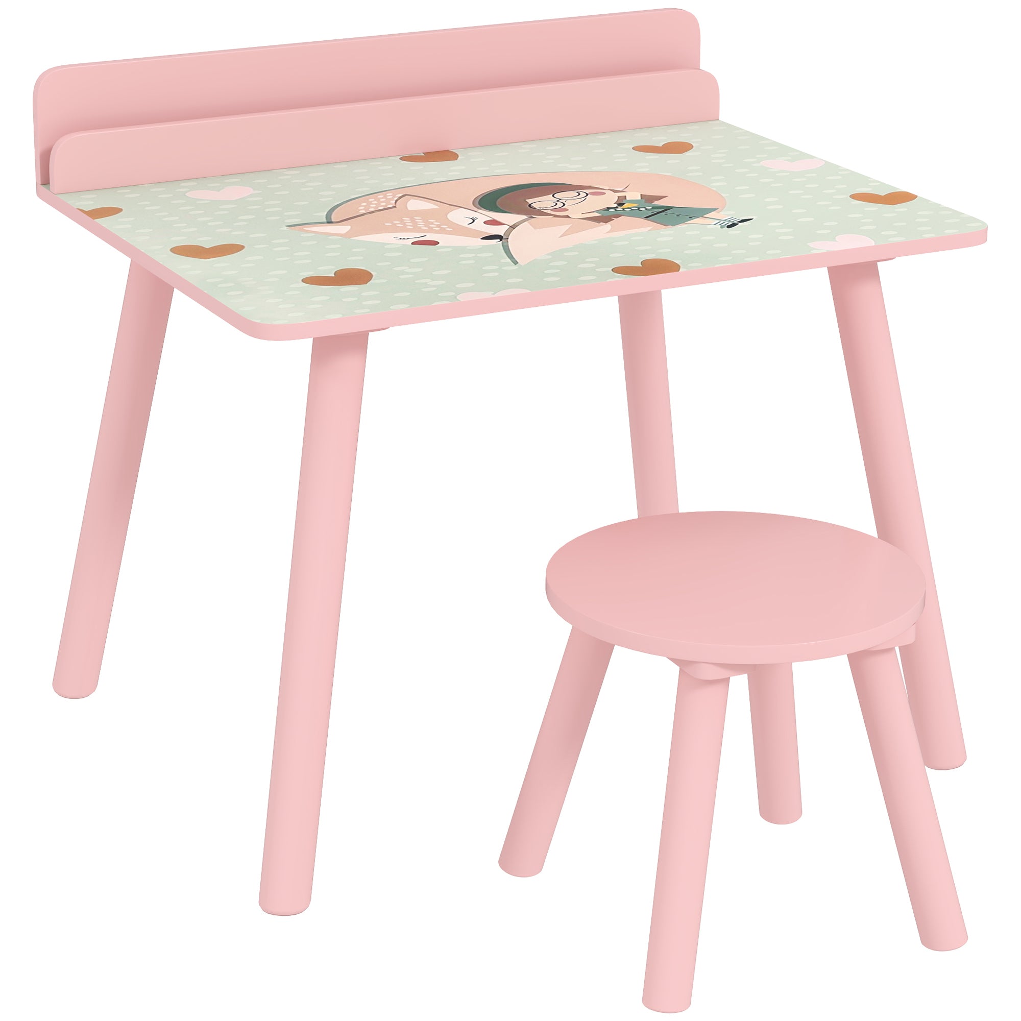 Mesa e Cadeira Infantil Rosa 60x48x53,5 cm