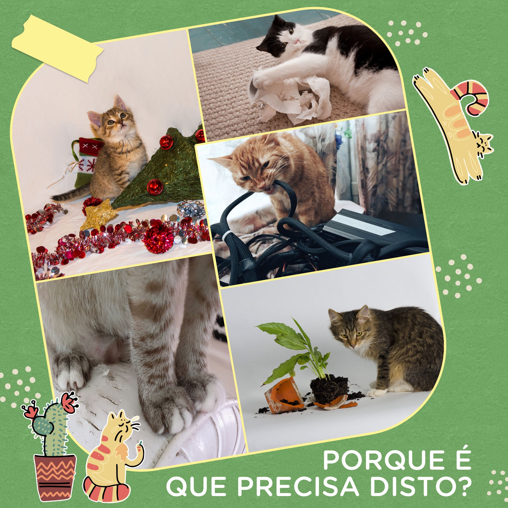 Arranhador para Gatos em Forma de Cactus 35x31x55,5 cm - Verde