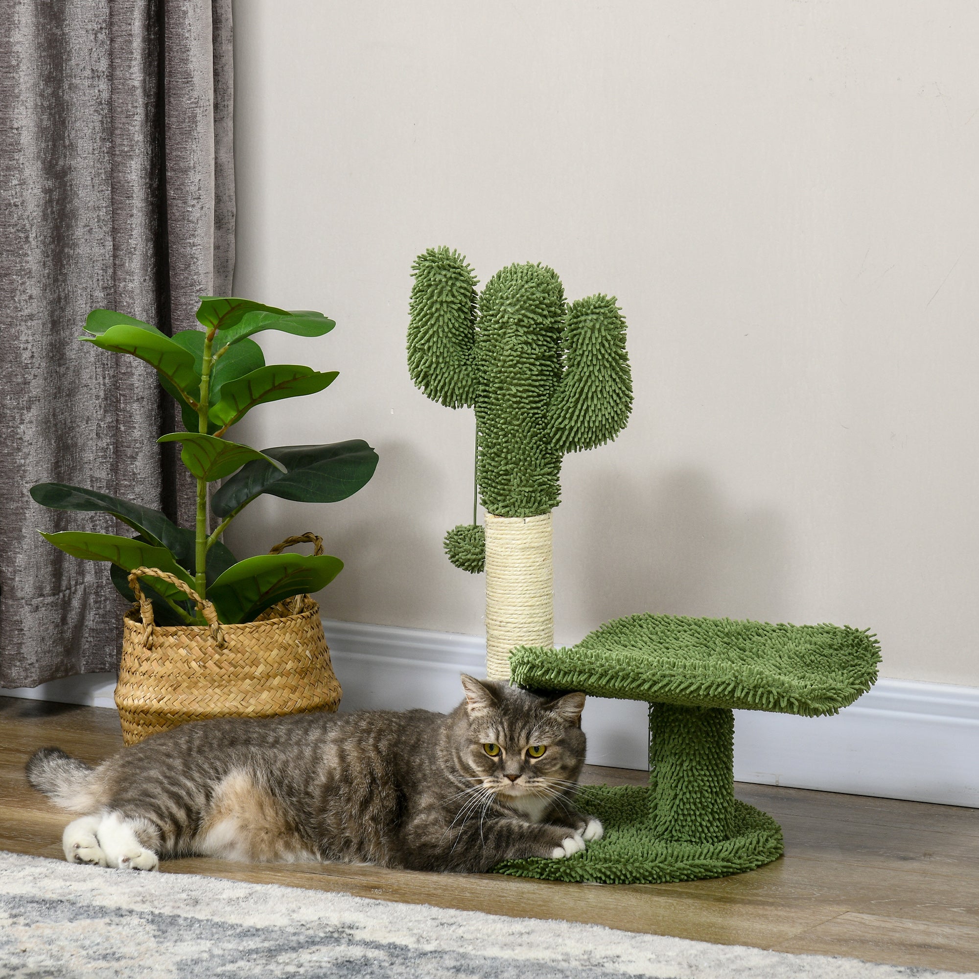 Arranhador para Gatos em Forma de Cactus 35x31x55,5 cm - Verde