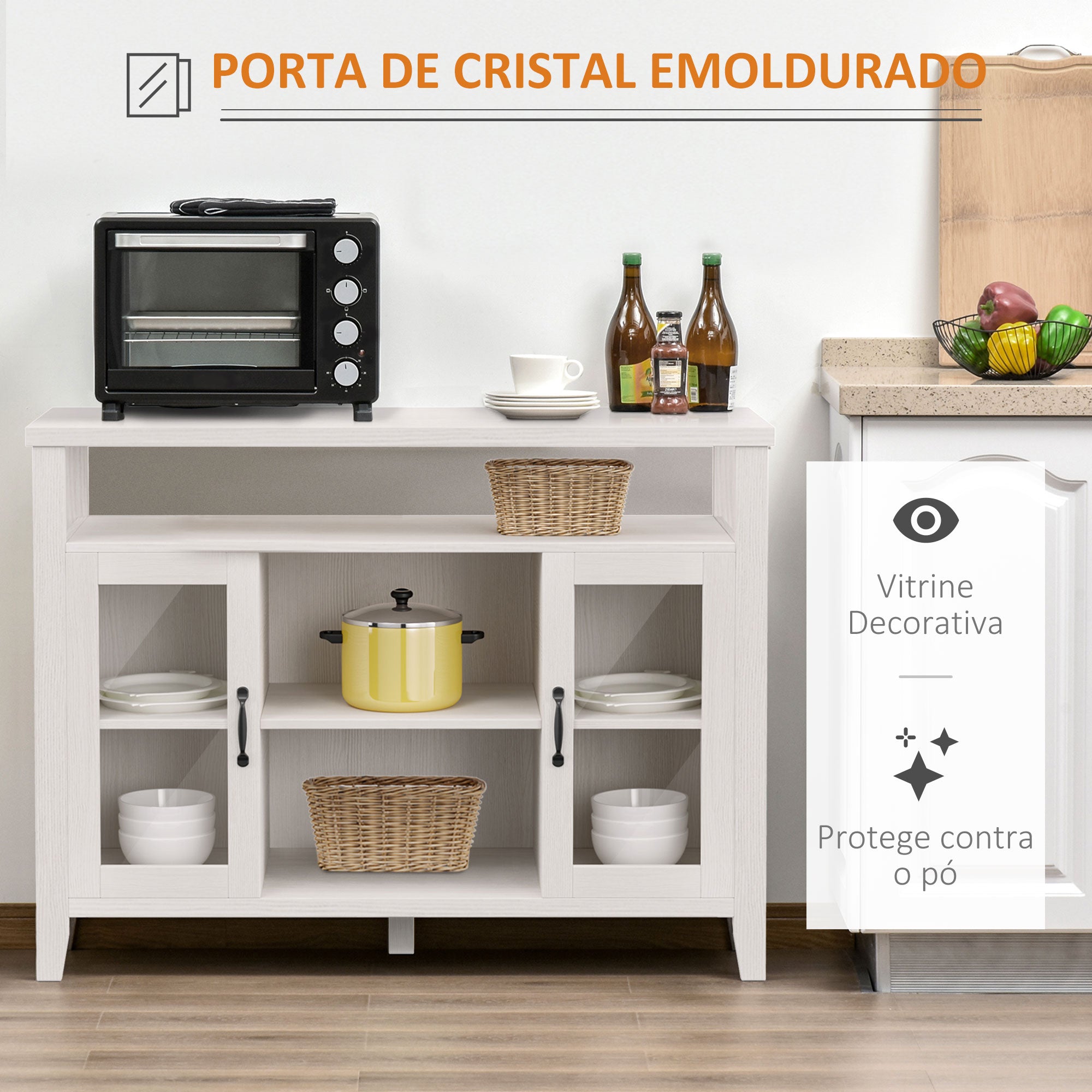 Aparador de Cozinha Branco 116x39,5x86,5cm