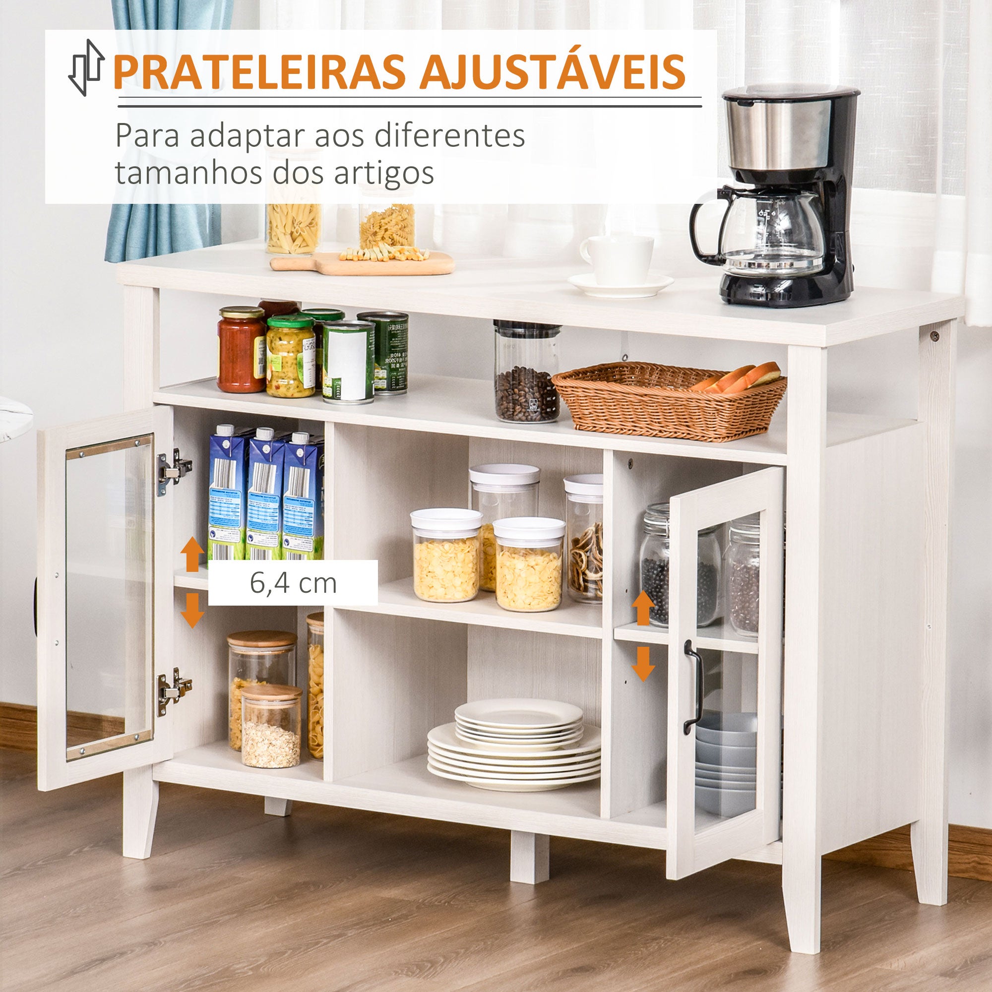 Aparador de Cozinha Branco 116x39,5x86,5cm