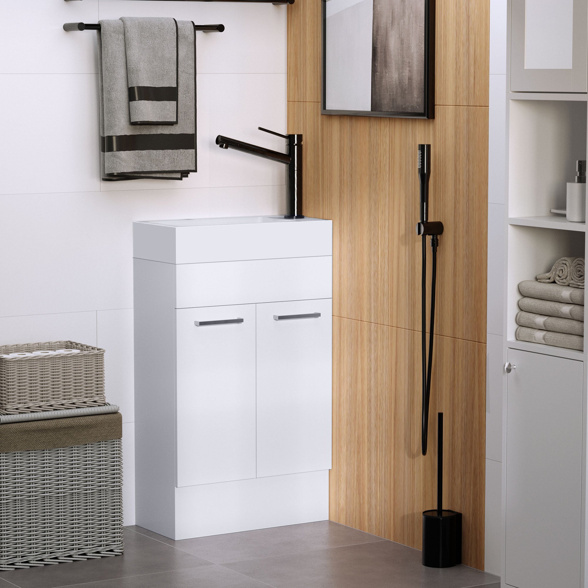 Móvel de Casa de Banho Branco 50x86x25 cm com Lavatório Cerâmico