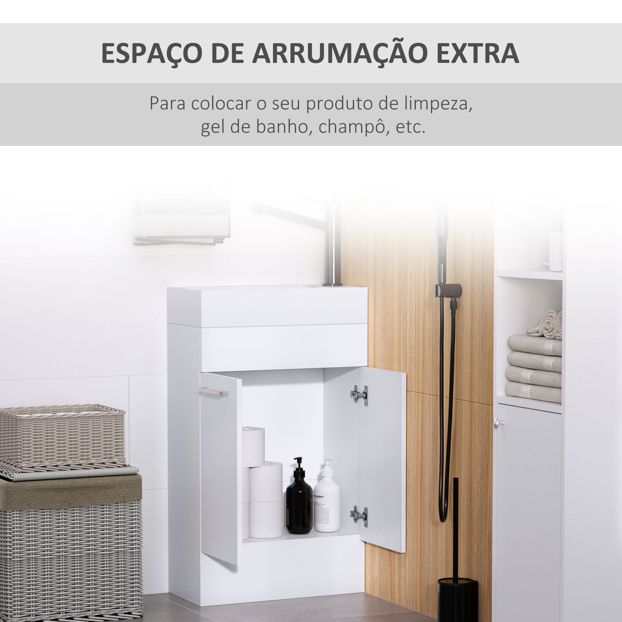 Móvel de Casa de Banho Branco 50x86x25 cm com Lavatório Cerâmico