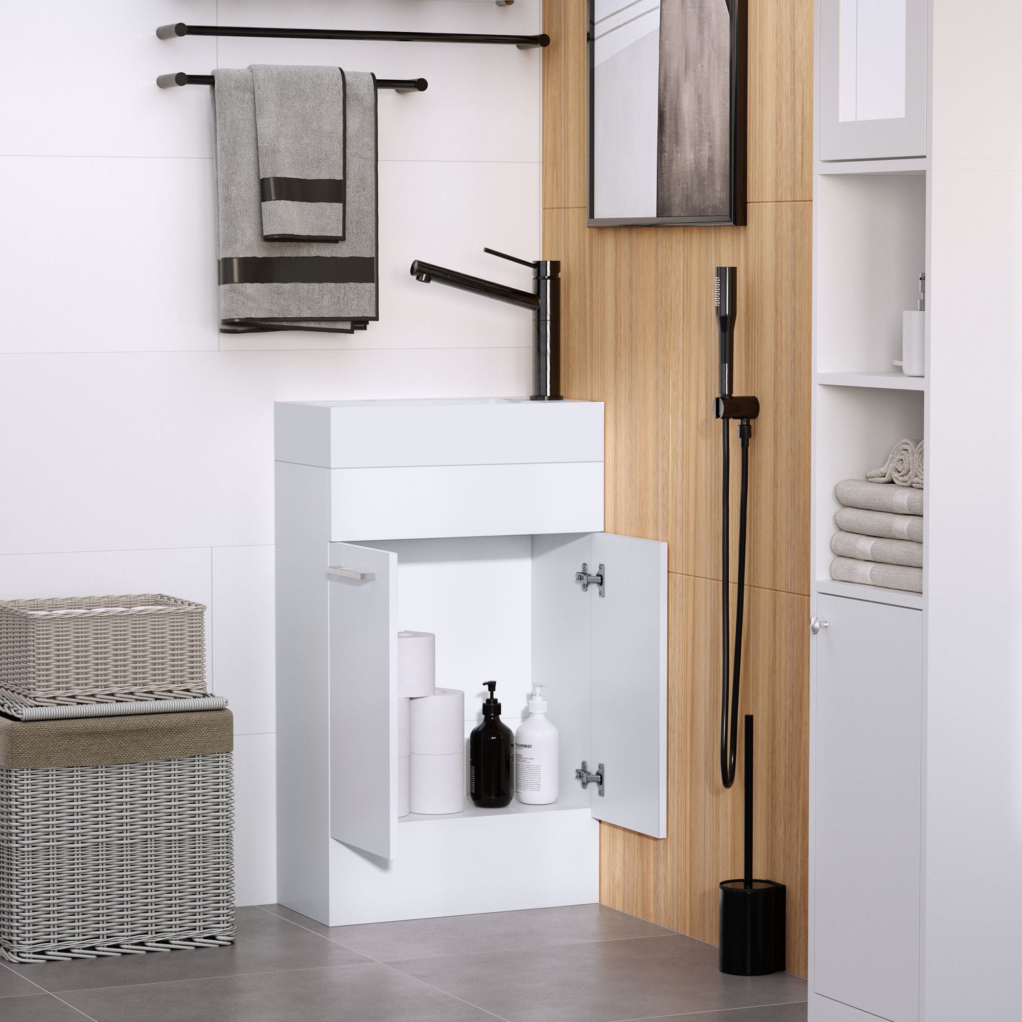 Móvel de Casa de Banho Branco 50x86x25 cm com Lavatório Cerâmico