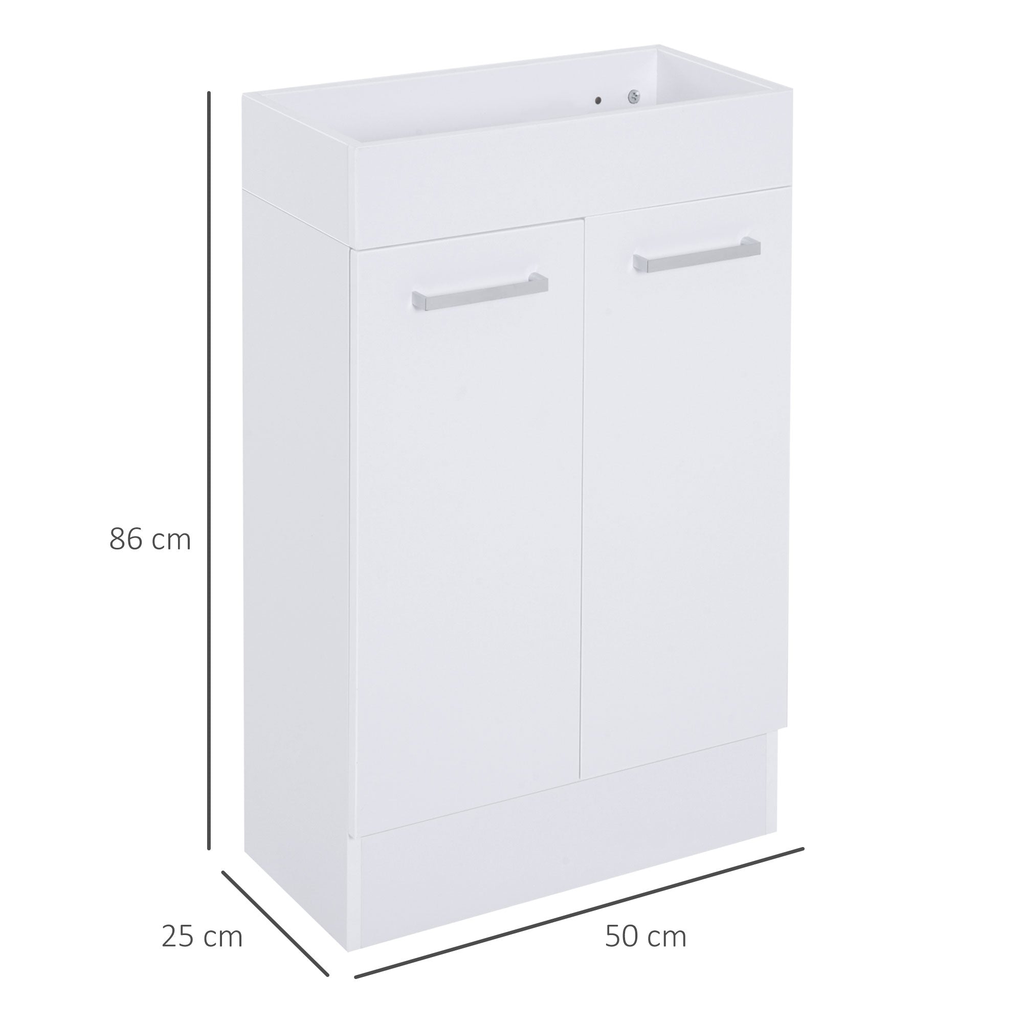Móvel de Casa de Banho Branco 50x86x25 cm com Lavatório Cerâmico