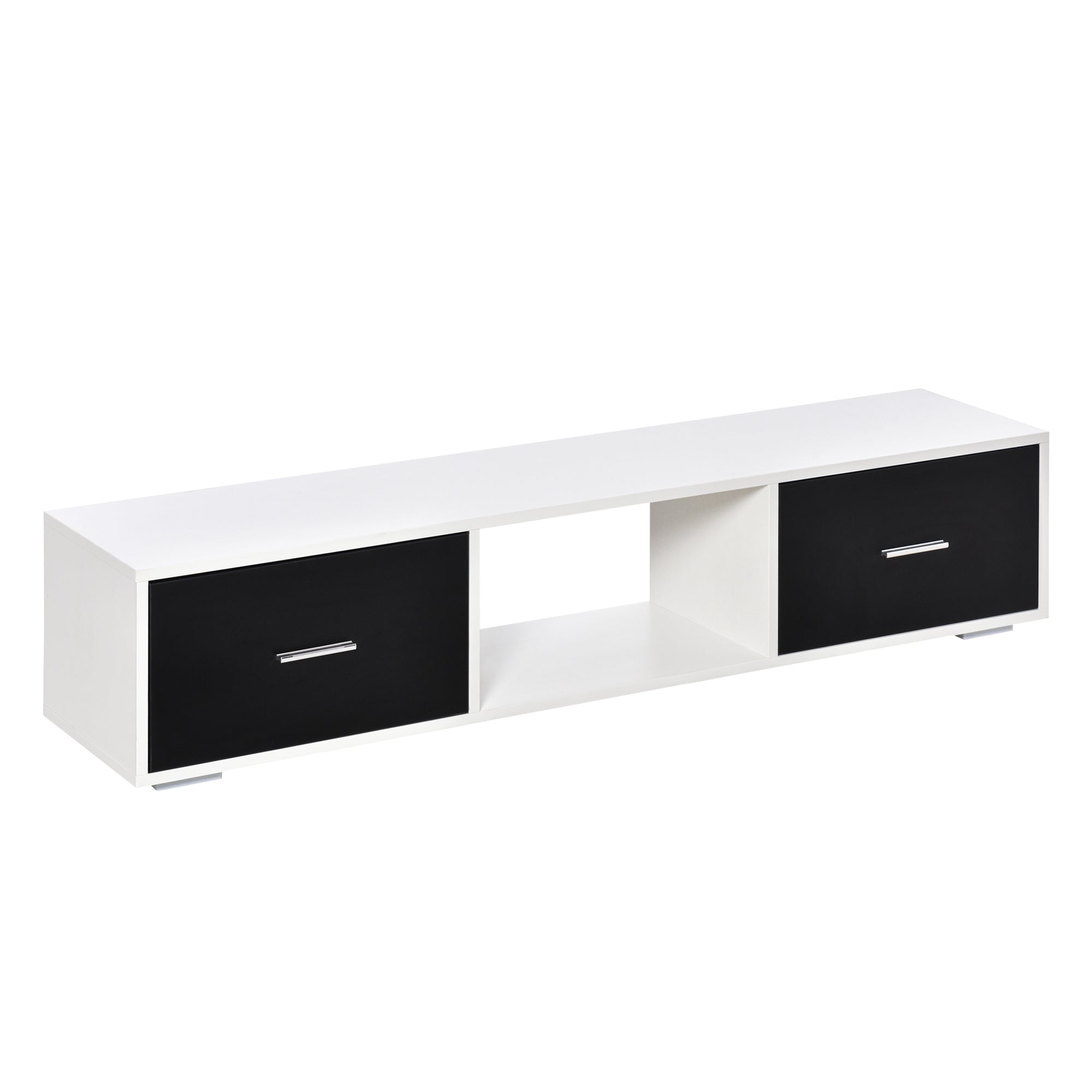 Móvel de TV Moderno 140x30x32cm Branco e Preto