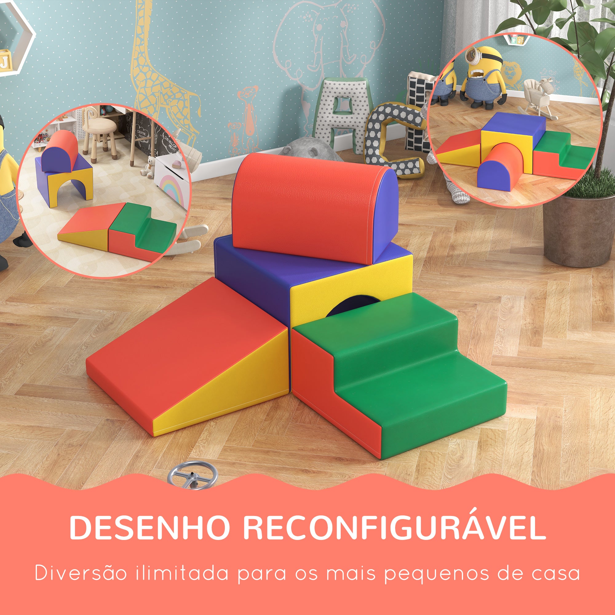 Conjunto de blocos de espuma – 150x50x39cm – multicolorido – espuma EPE
