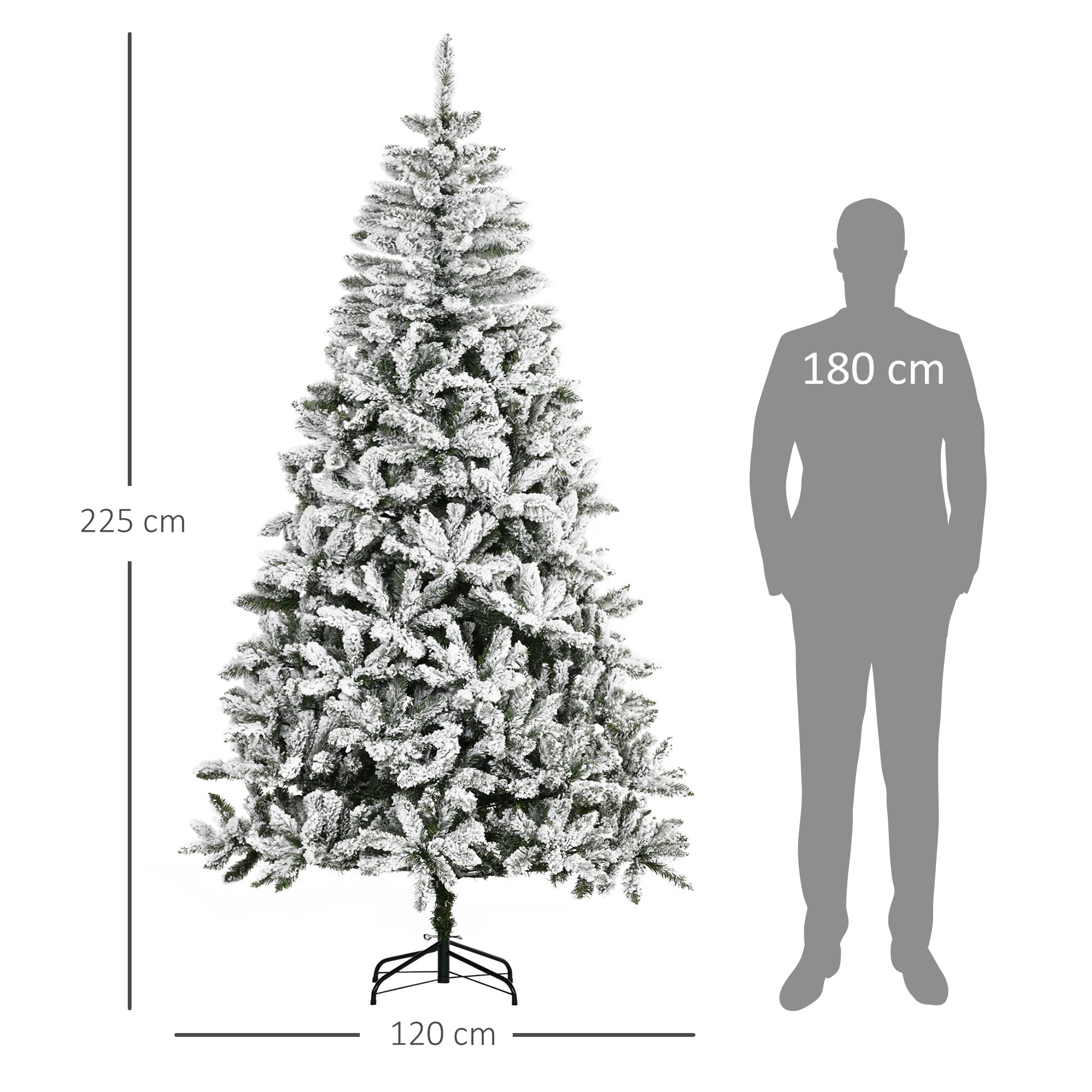 Árvore de Natal Artificial – 225 cm – Verde – PVC e aço