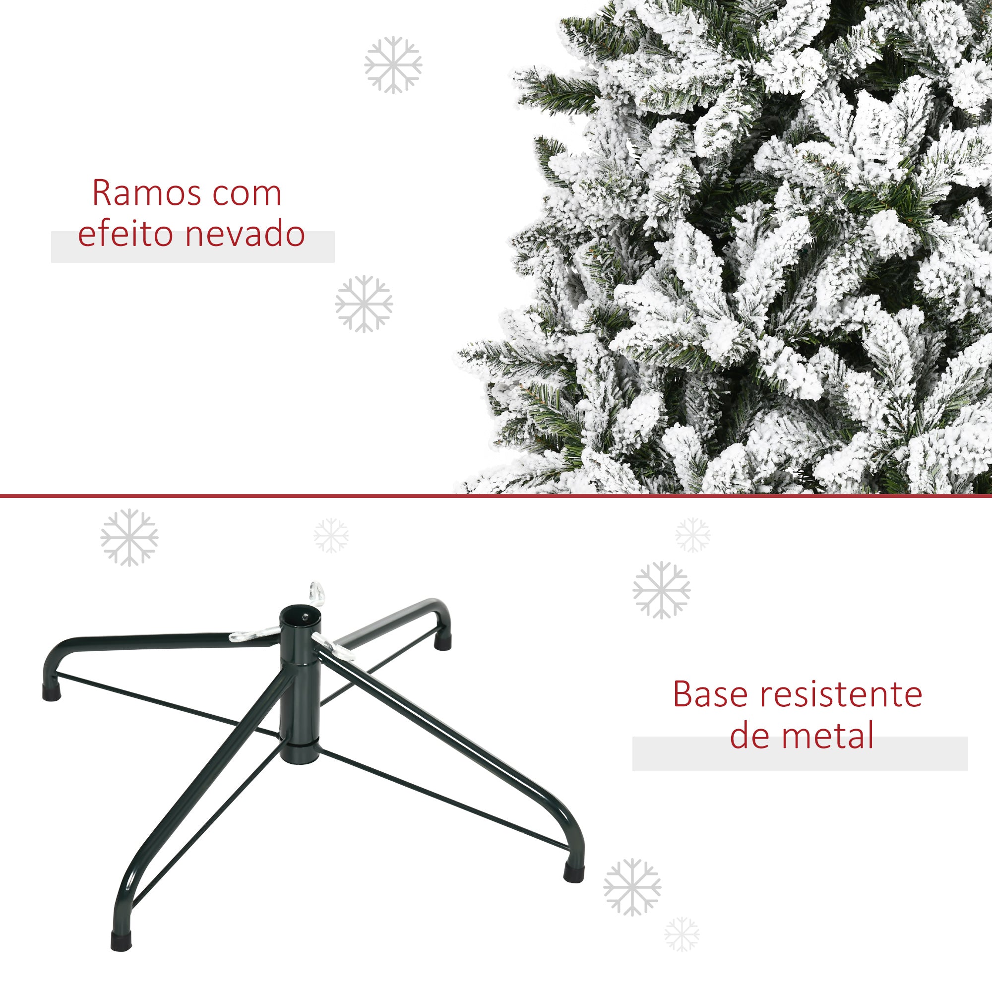 Árvore de Natal Artificial – 225 cm – Verde – PVC e aço