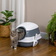 Caixa de Areia para Gatos Dobrável 52x41x38 cm - Branco e Cinzento