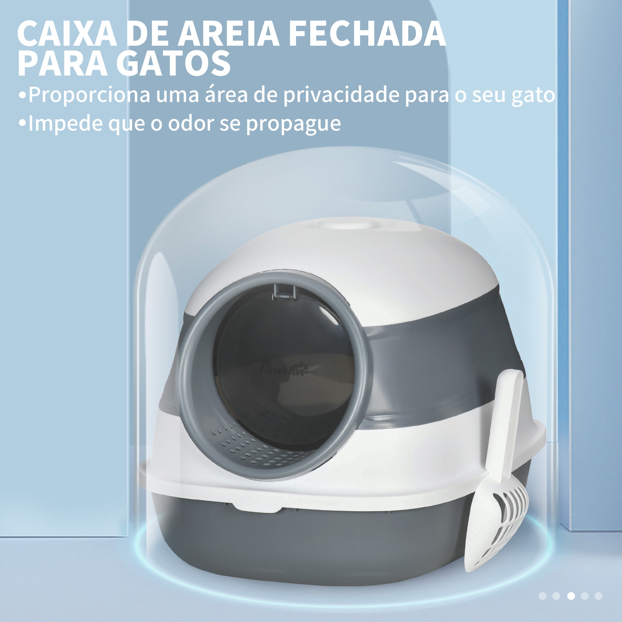 Caixa de Areia para Gatos Dobrável 52x41x38 cm - Branco e Cinzento