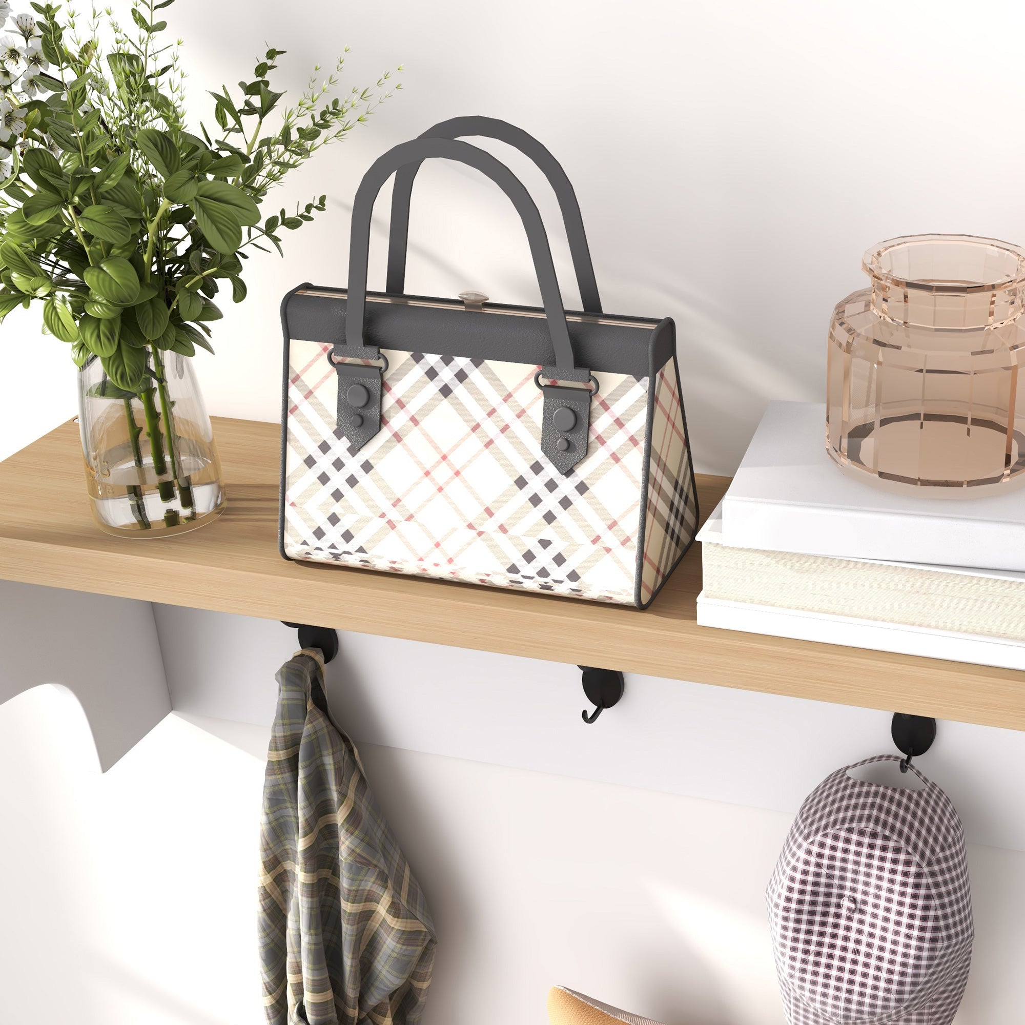 Móvel de Entrada Branco e Carvalho 75x30x50 cm e 75x20x22,5 cm