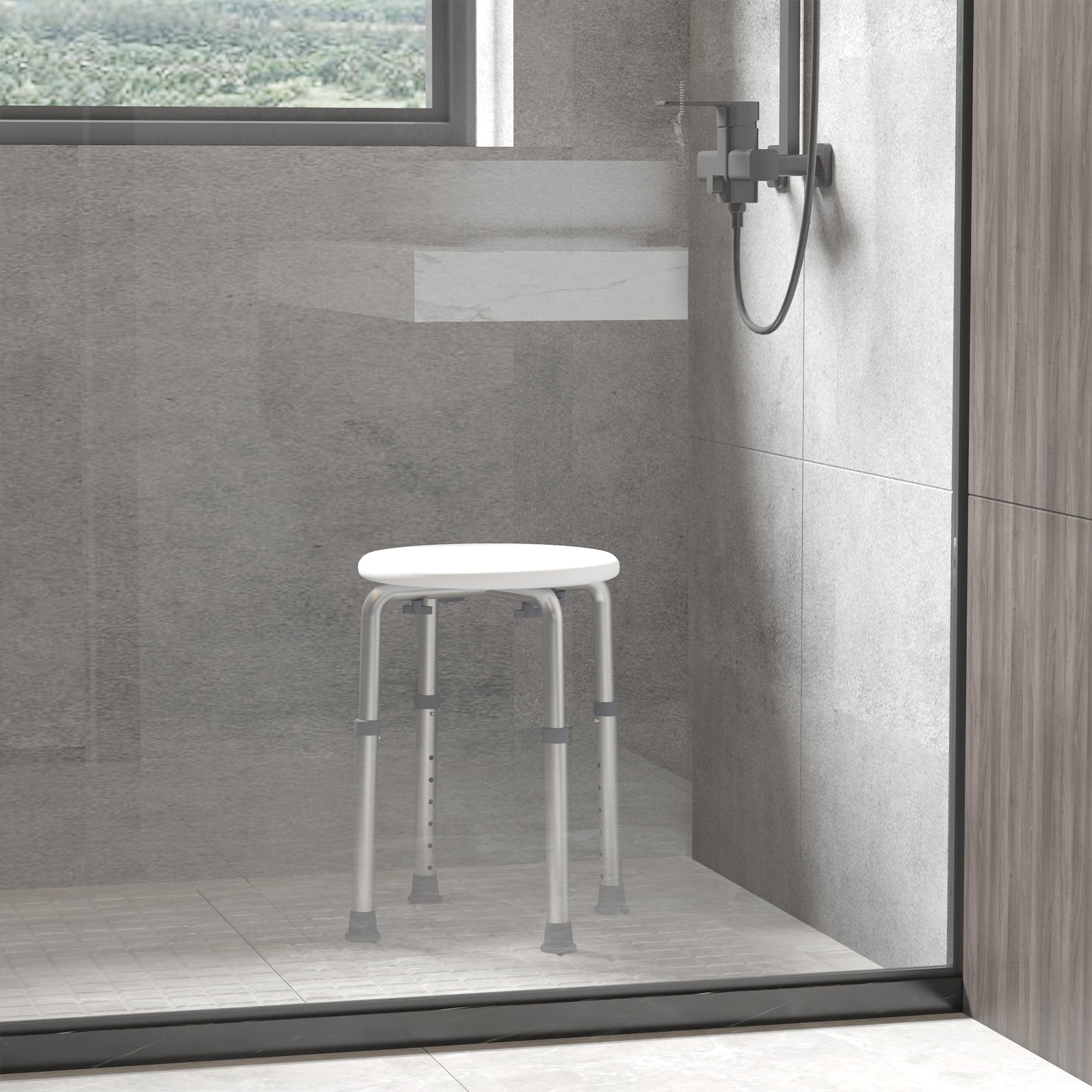 Banco de Duche Ajustável Branco 32,2x41x35,5-54cm
