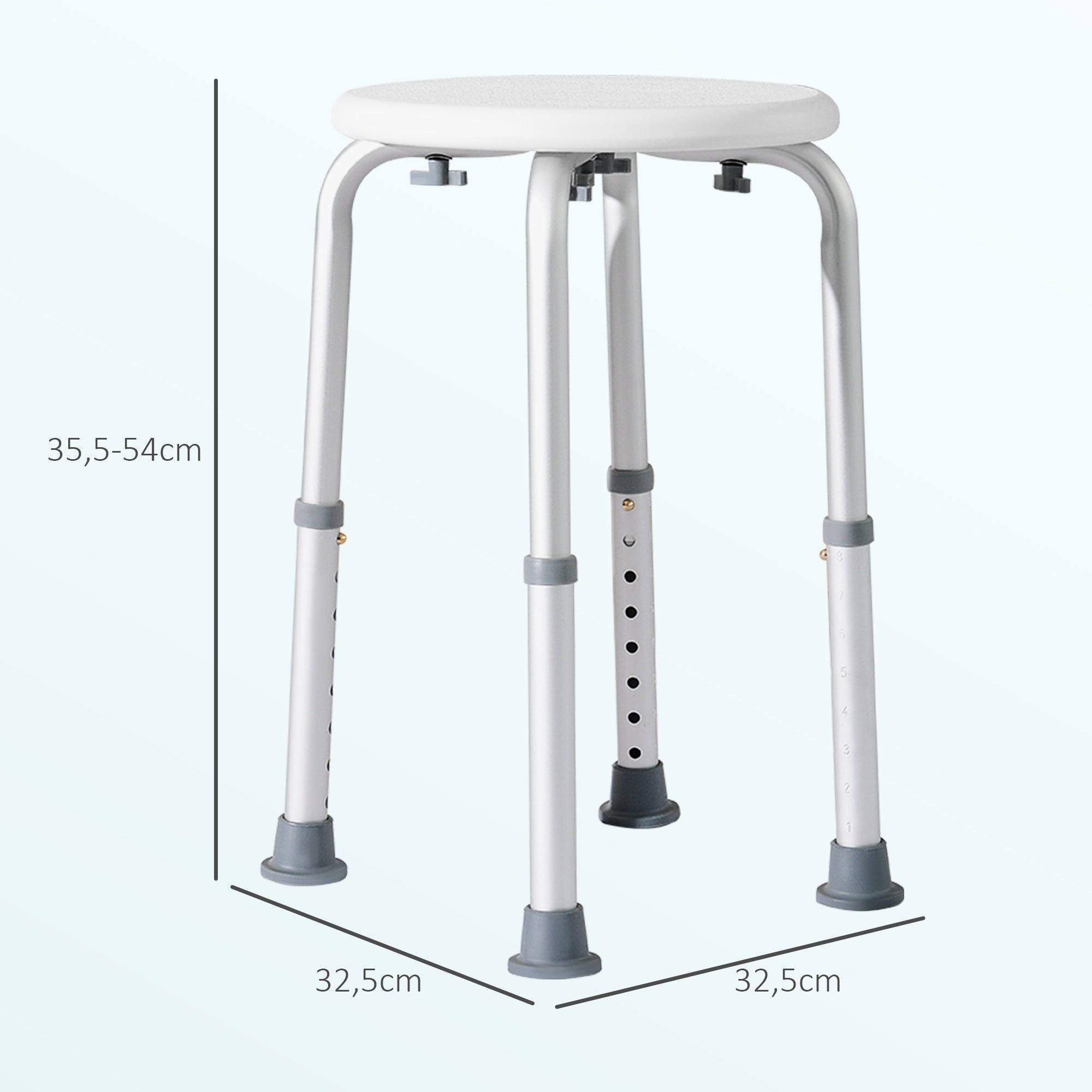Banco de Duche Ajustável Branco 32,2x41x35,5-54cm