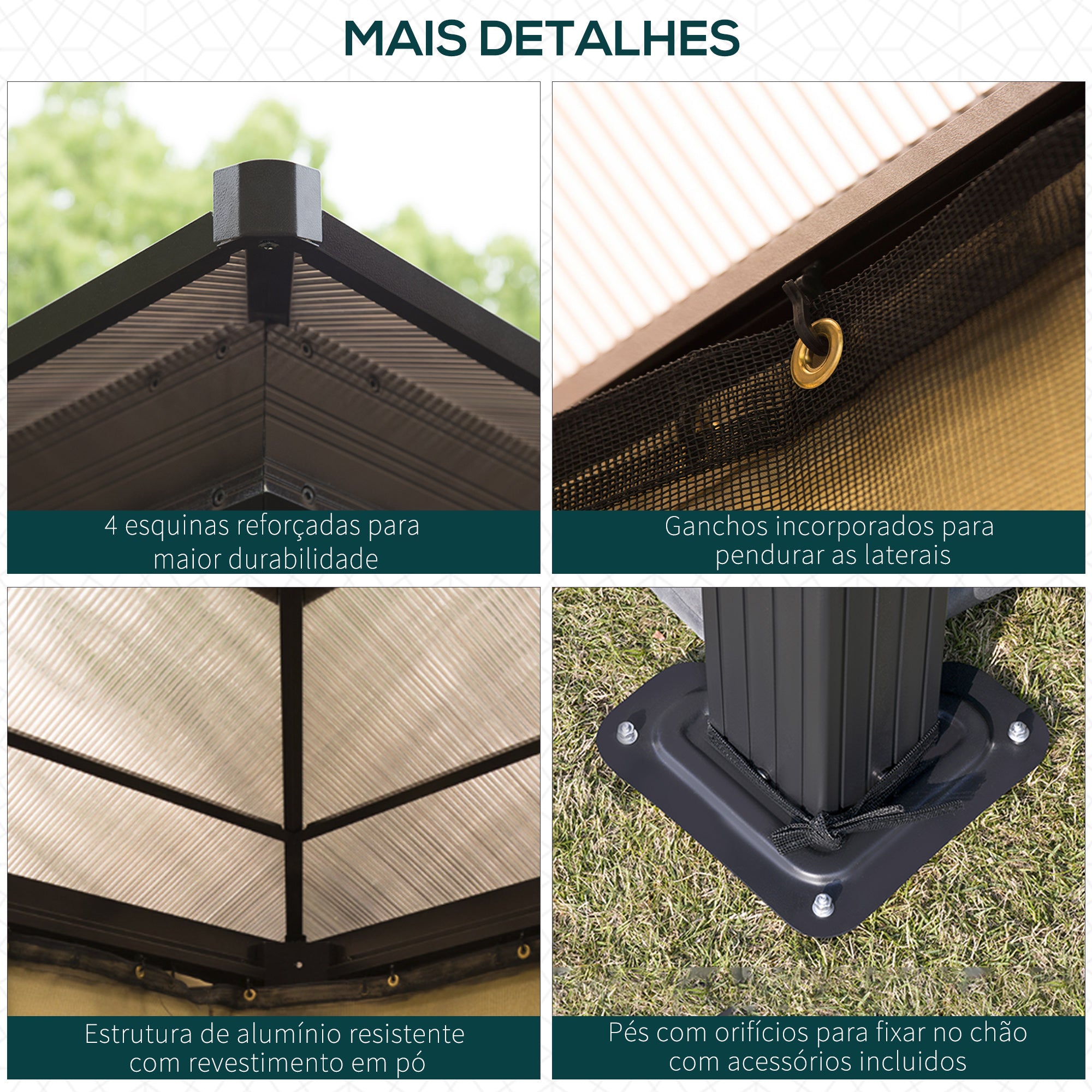 Pérgola para Jardim 3x3,6m Bege e Marrom