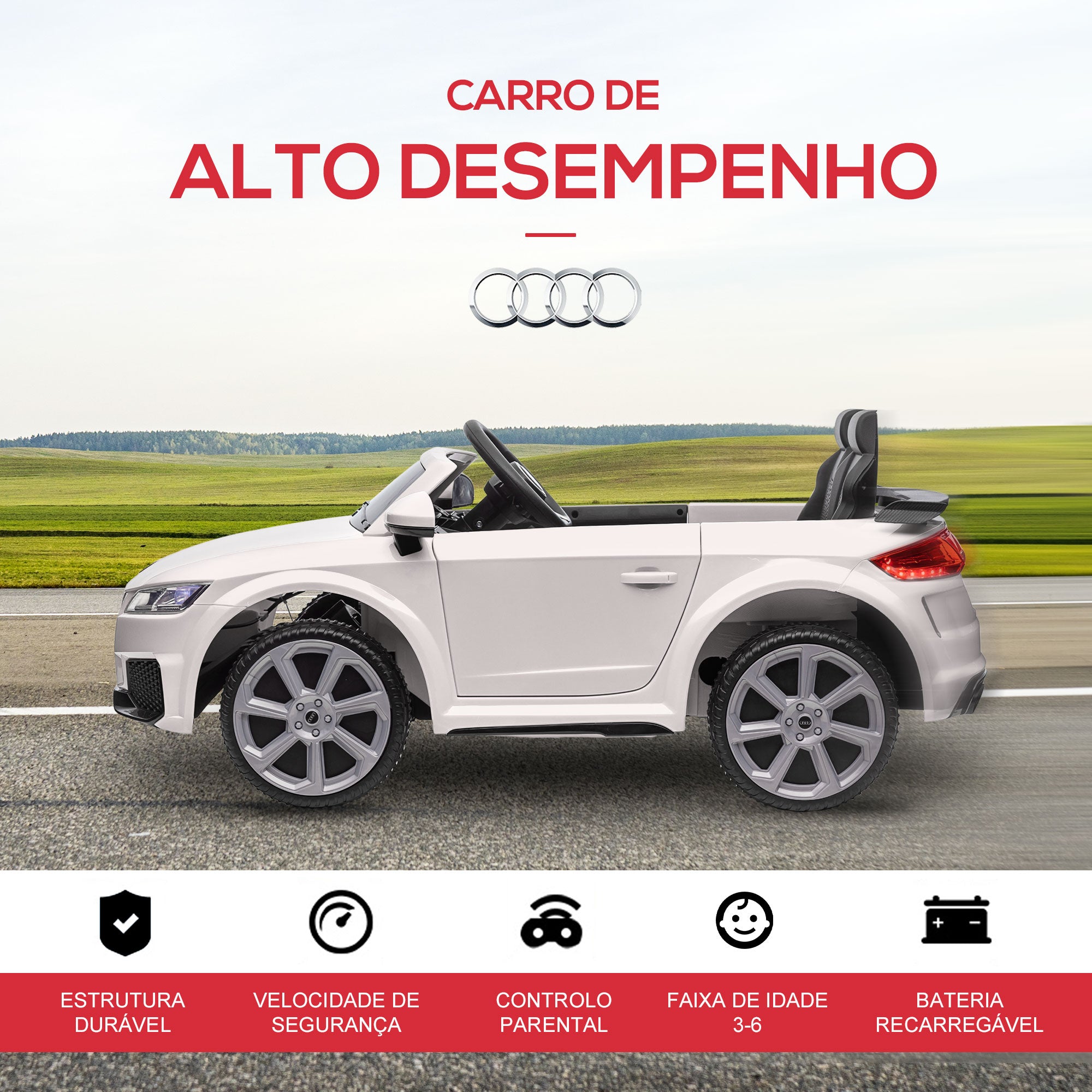Carro Elétrico para Crianças 102x60x44 cm Branco