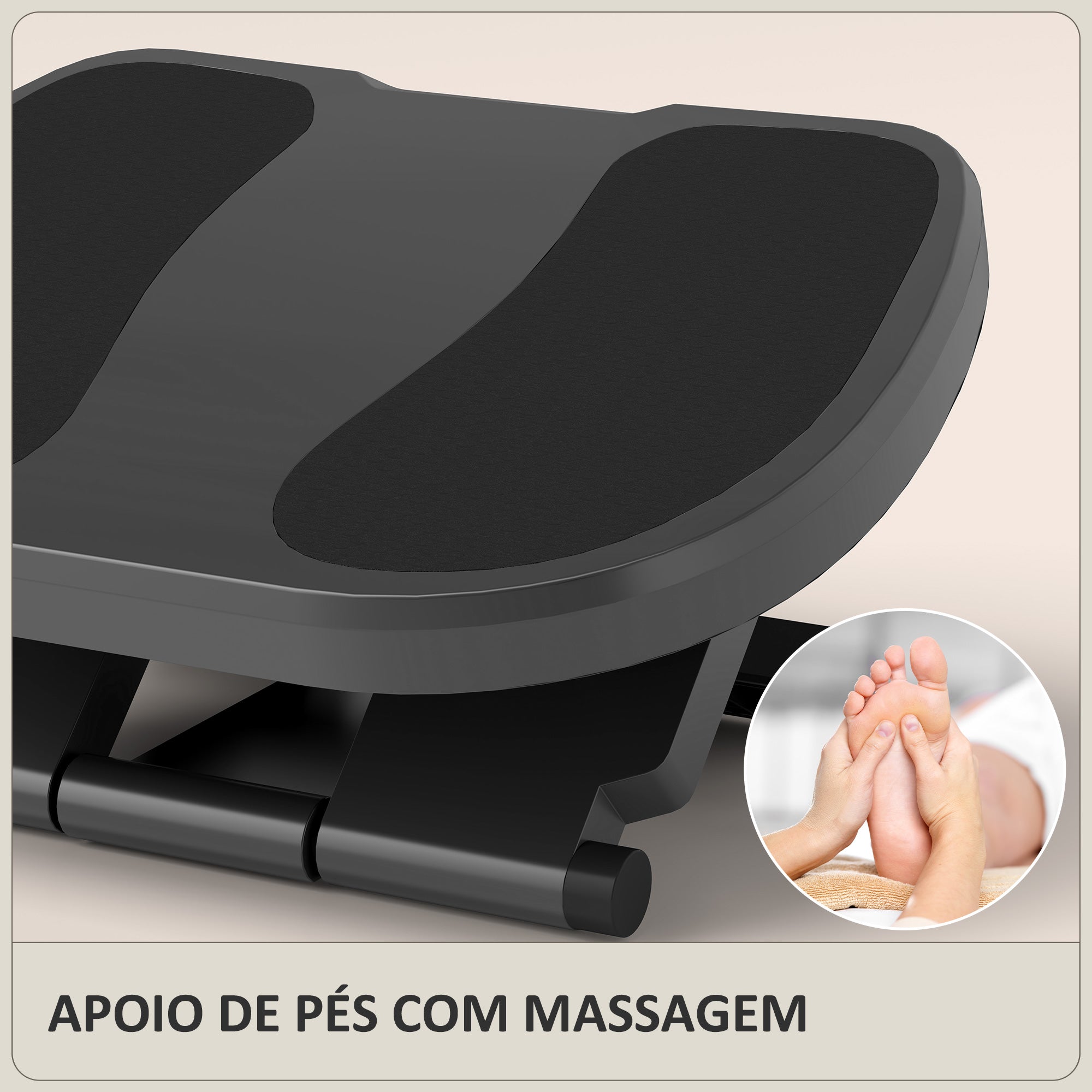 Apoio para os Pés com Inclinação de 0-30° e Massagem - Cinzento 45x34x10-16,5 cm