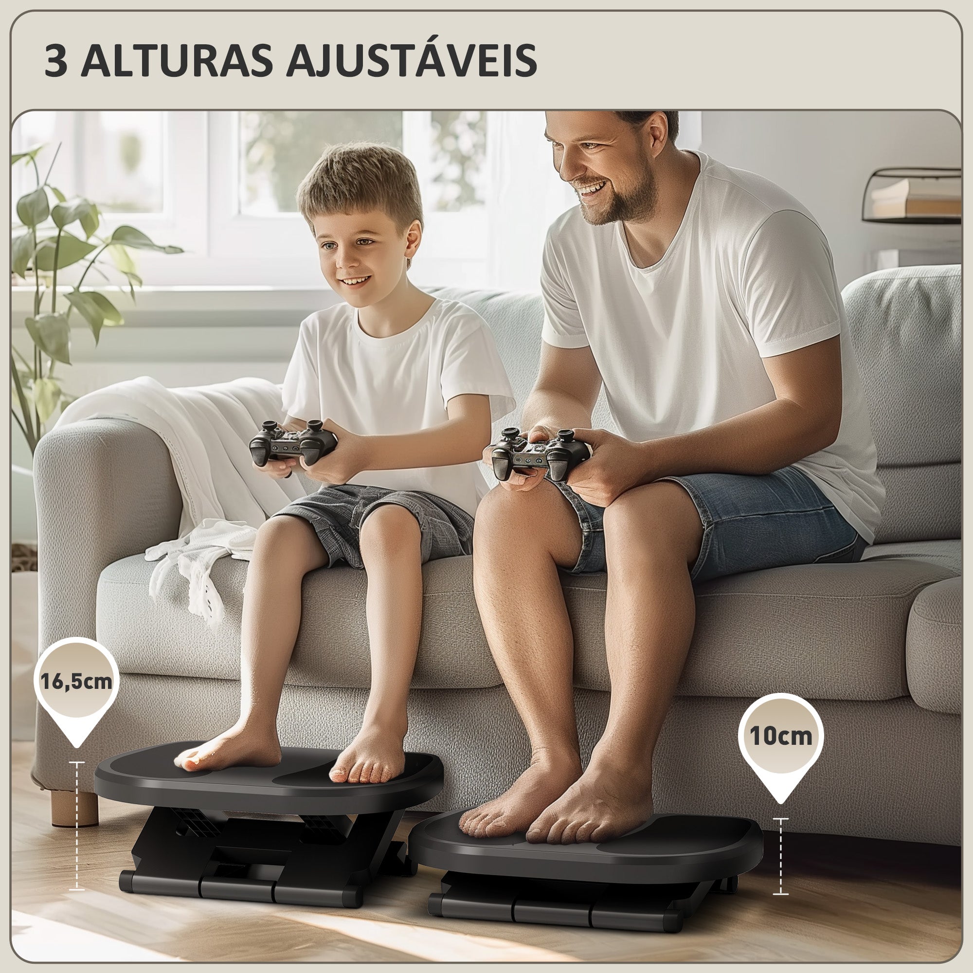 Apoio para os Pés com Inclinação de 0-30° e Massagem - Cinzento 45x34x10-16,5 cm