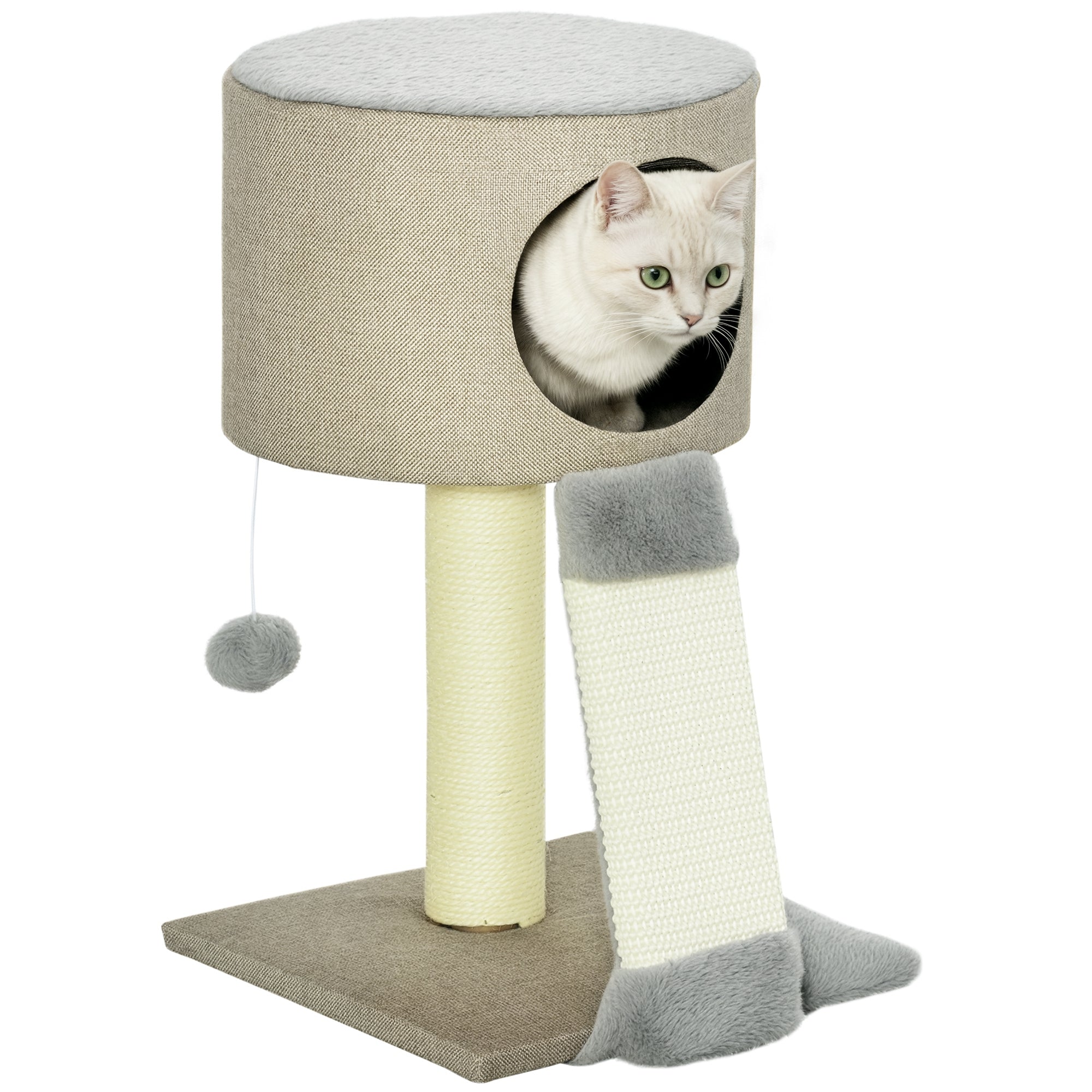 Mini Árvore Arranhador para Gatos 30x30x50 cm Bege Escuro e Cinza