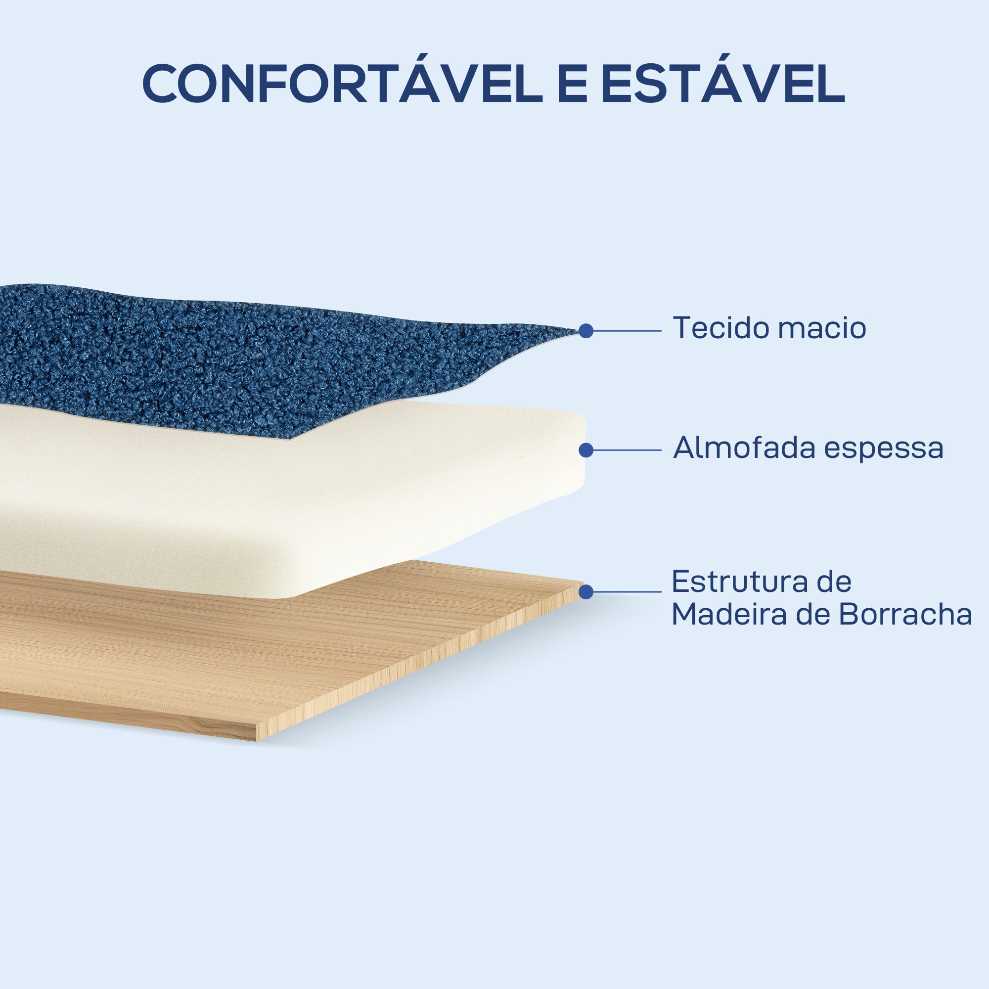 Sofá de 2 Lugares Estofado em Borreguito - 118x76x78 cm - Azul