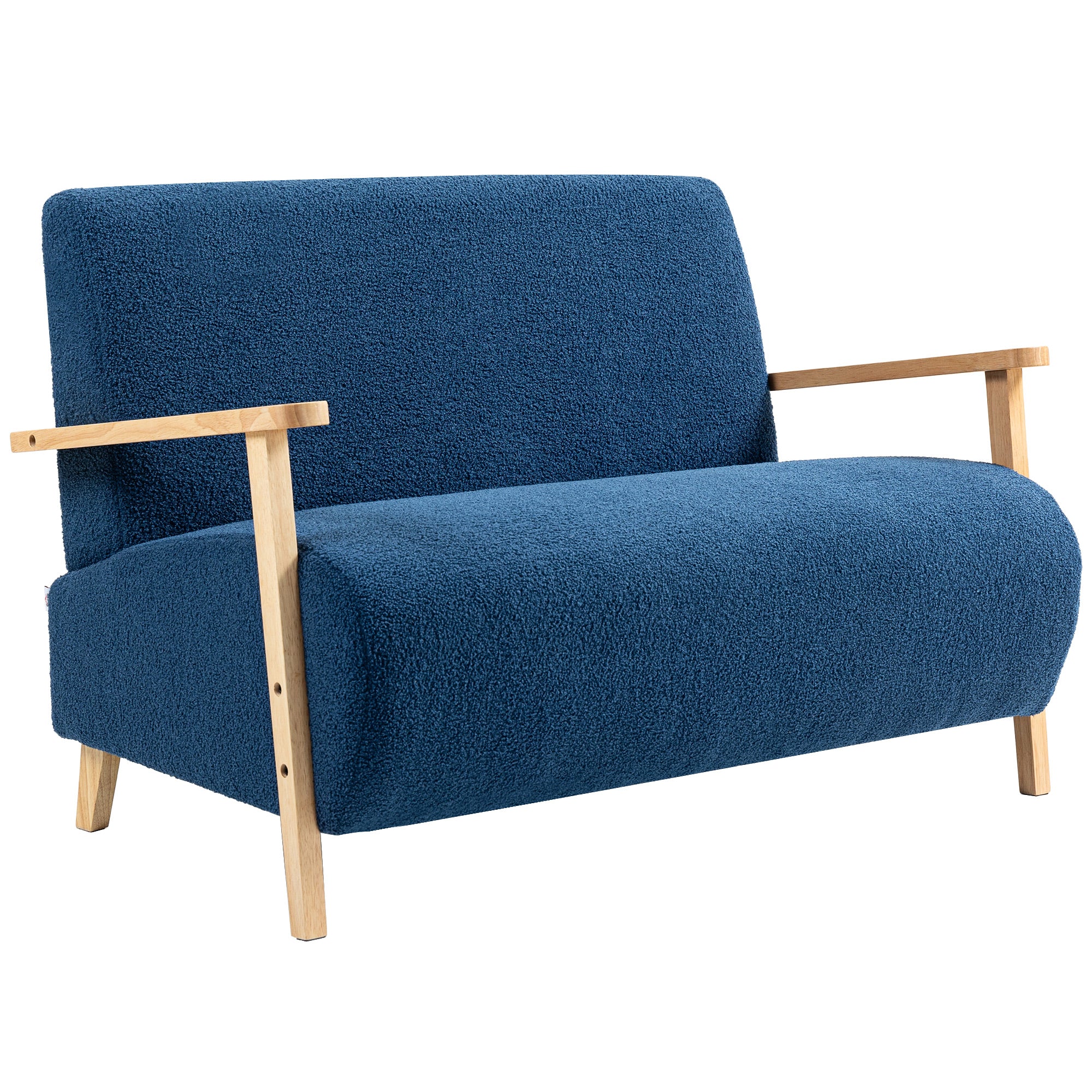 Sofá de 2 Lugares Estofado em Borreguito - 118x76x78 cm - Azul