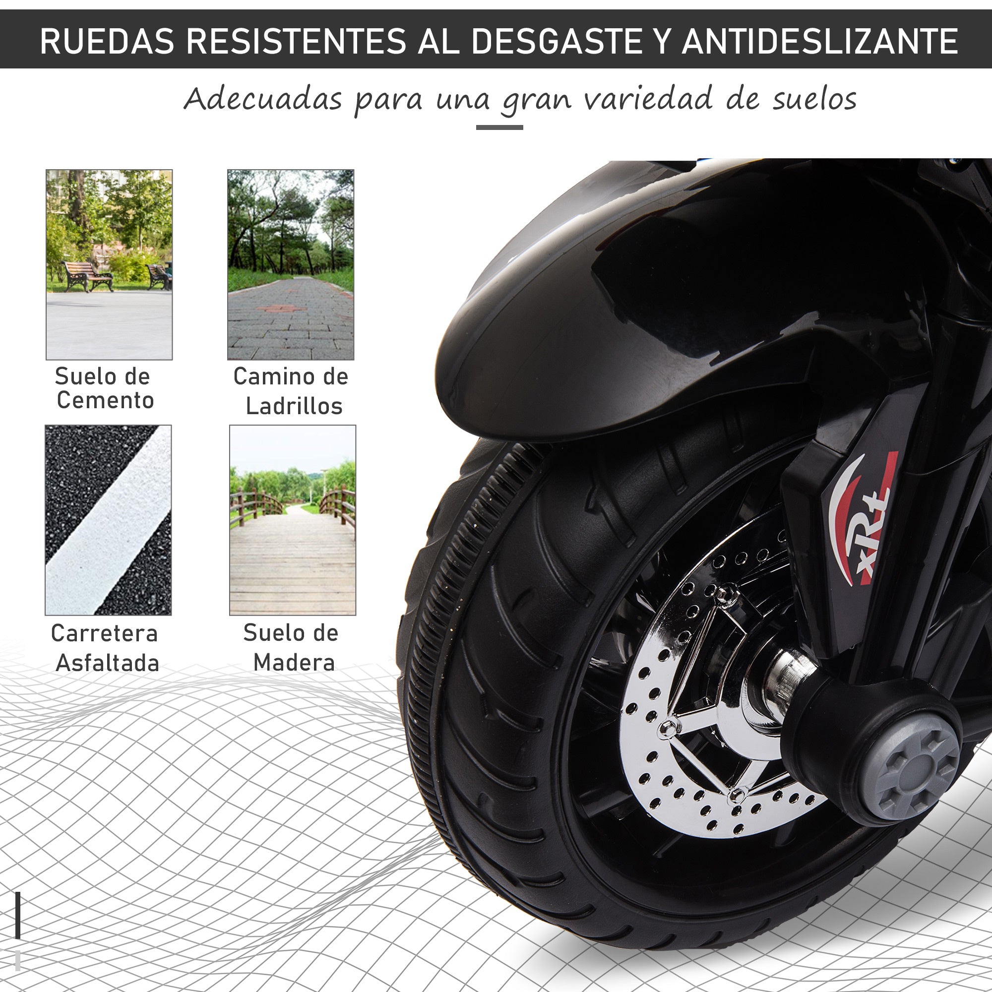 Triciclo Infantil Elétrico com 3 Rodas 86x42x52cm - Preto e Branco
