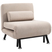 Sofá Cama Individual Reclinável 75x70x75 cm Bege