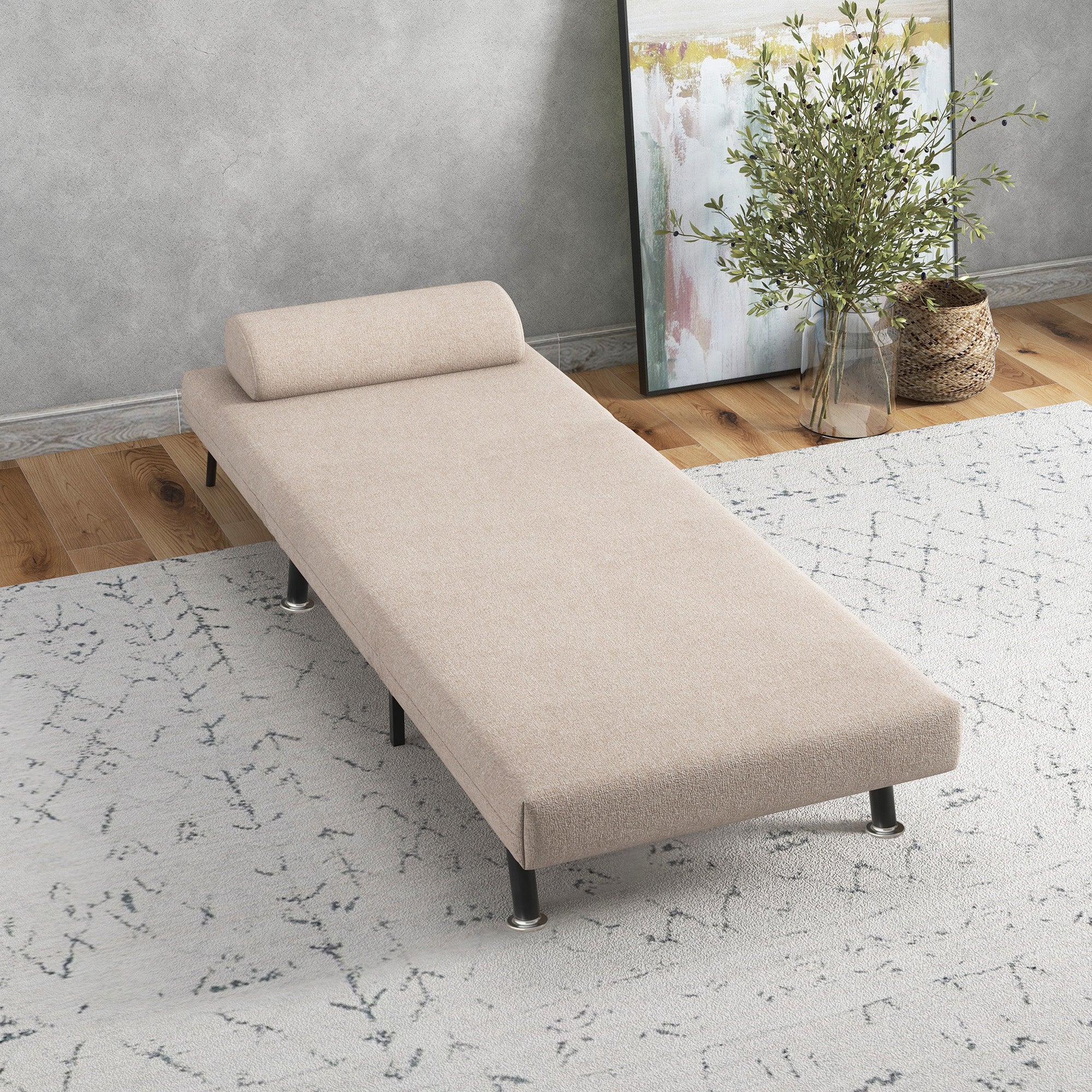 Sofá Cama Individual Reclinável 75x70x75 cm Bege
