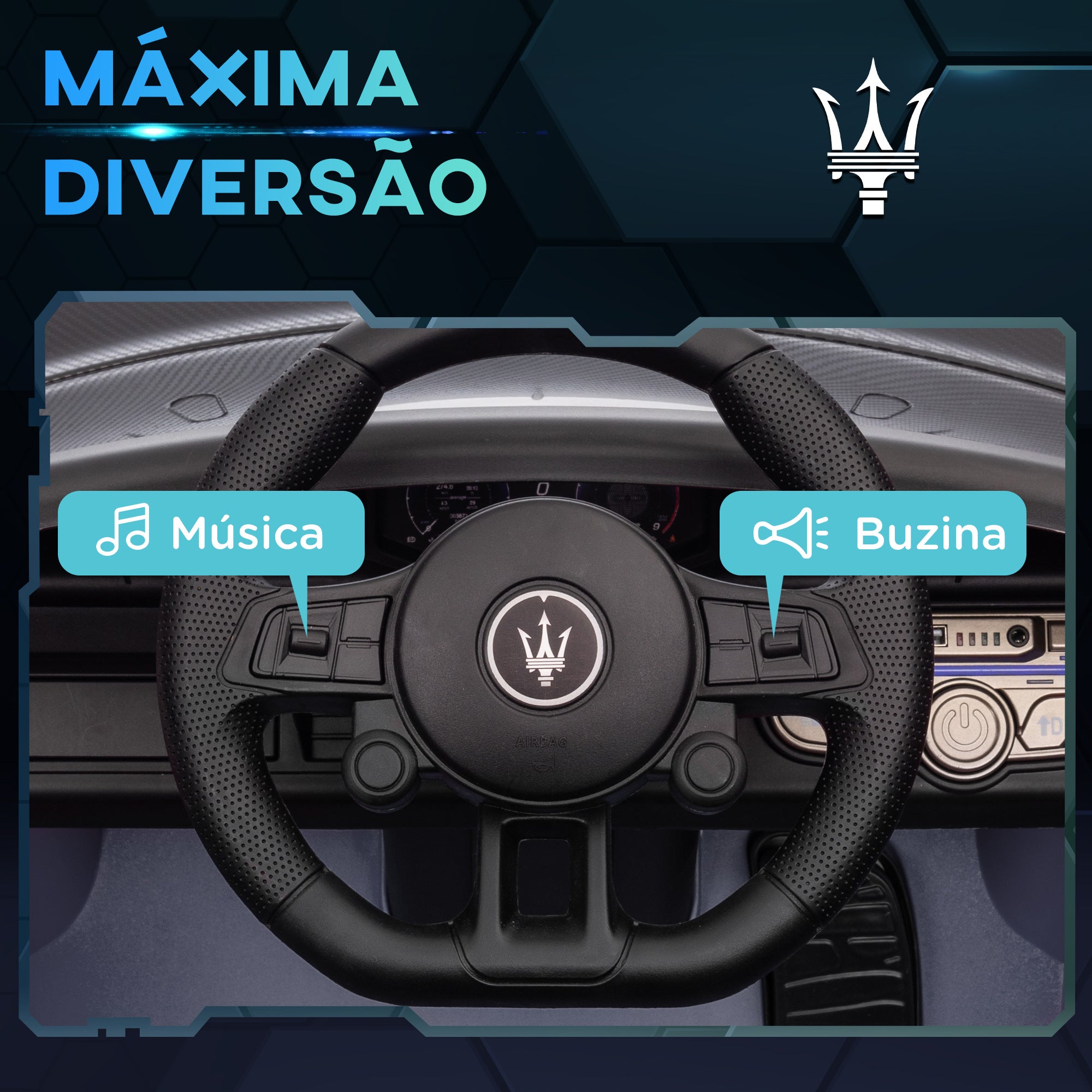 Carro Elétrico Infantil Cinzento 115x60x45 cm Maserati GT2