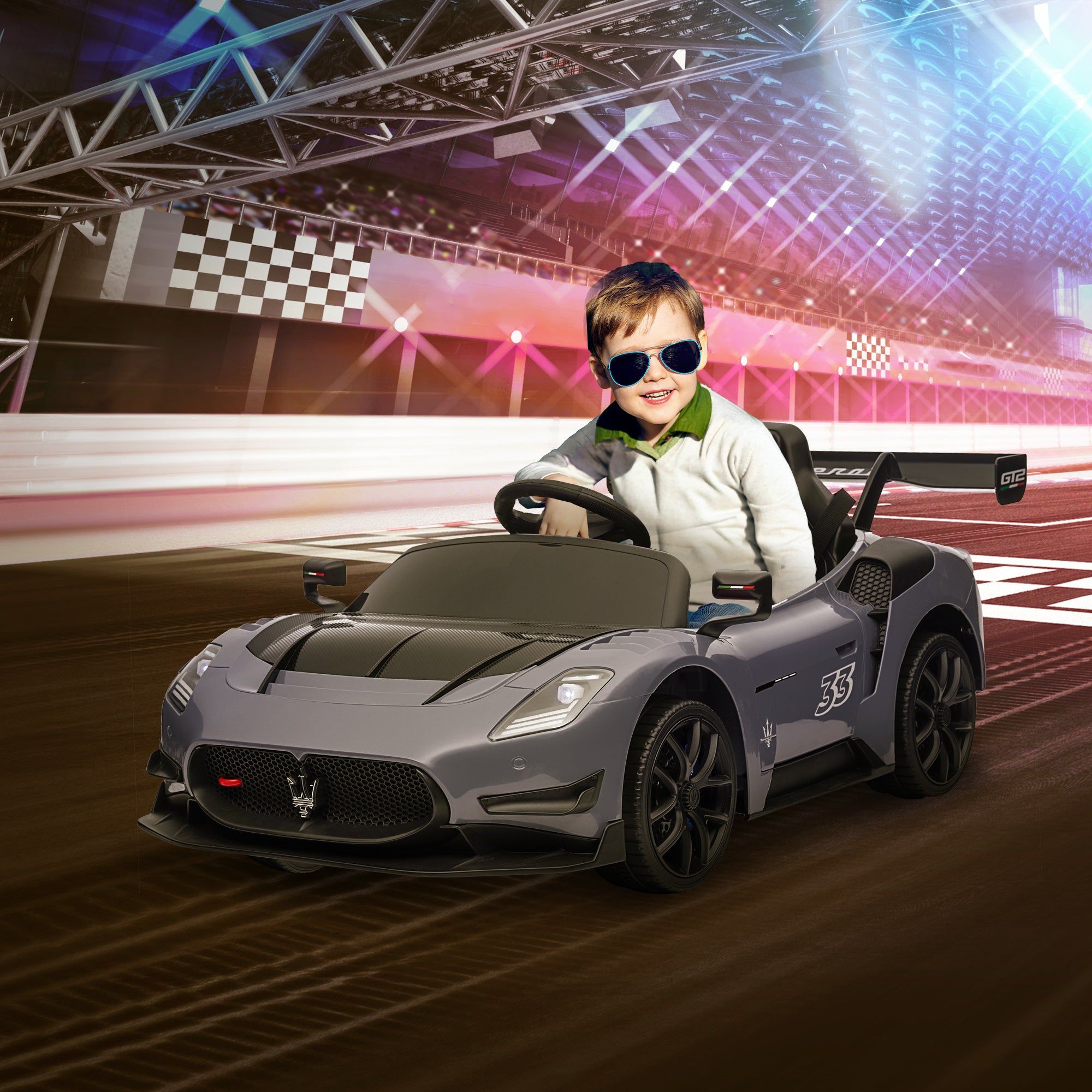 Carro Elétrico Infantil Cinzento 115x60x45 cm Maserati GT2