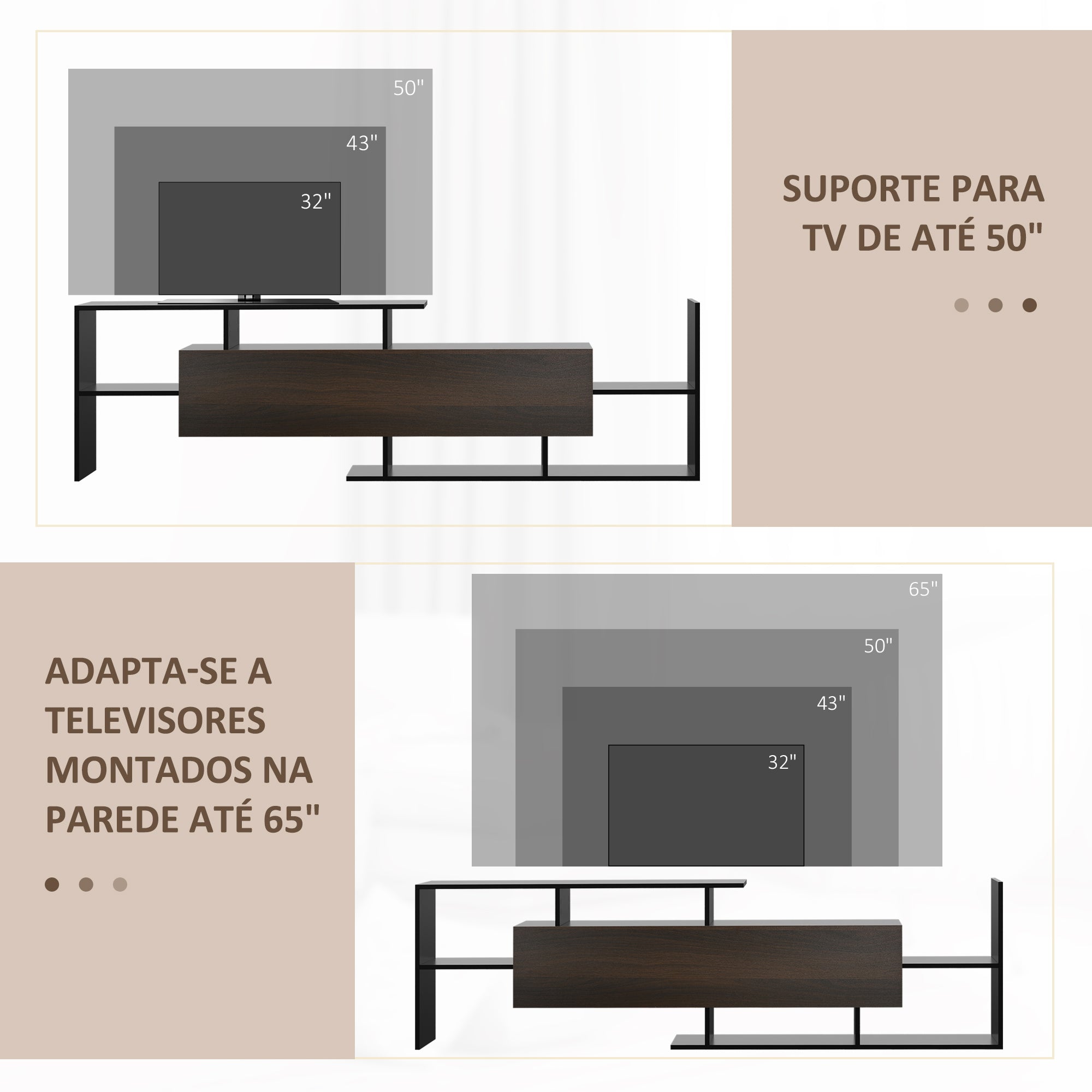Móvel de TV Moderno 150x14,5x16,3 cm Preto e Wengué