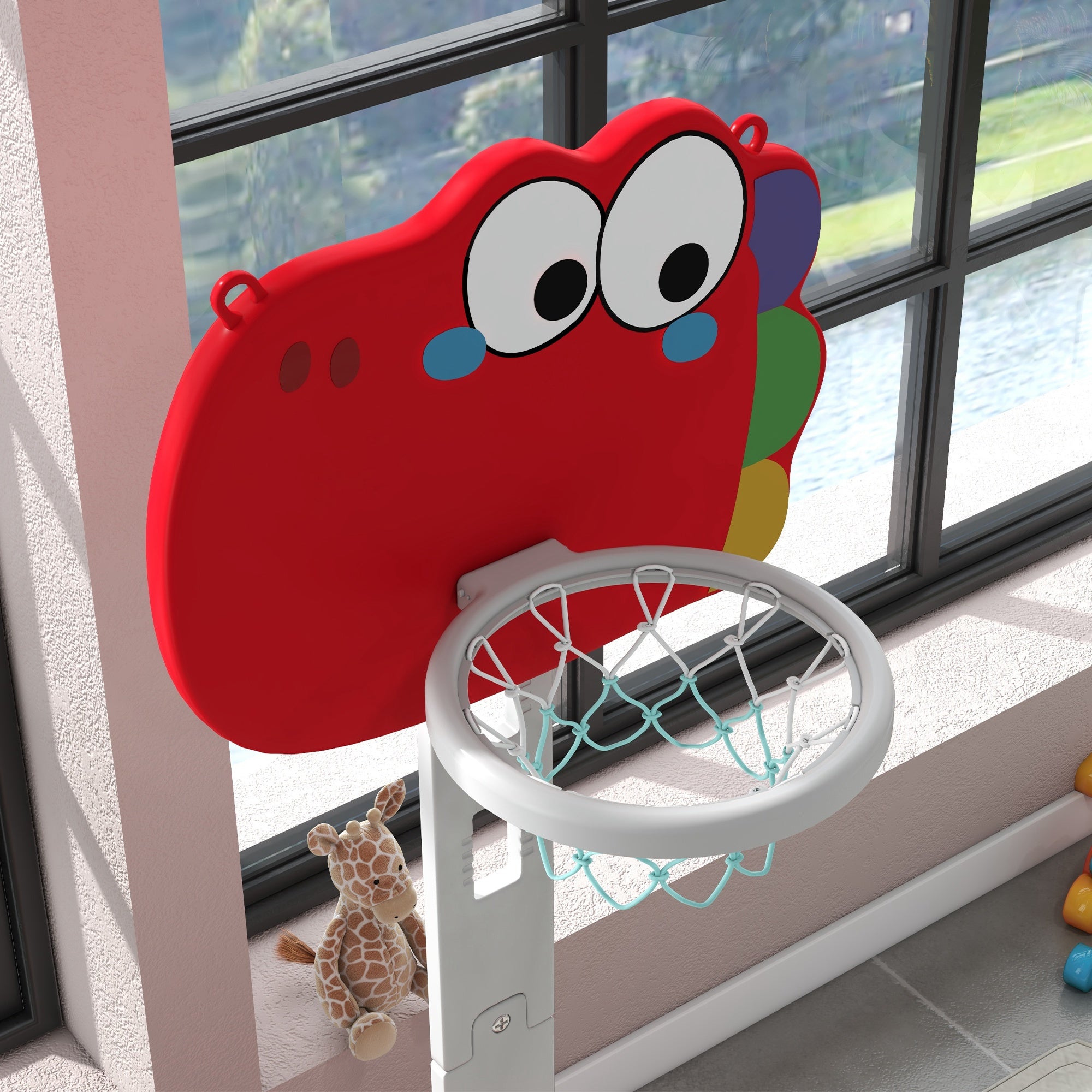 Tabela de Basquetebol Infantil 5 em 1 - Vermelho - 46x51x134-152 cm