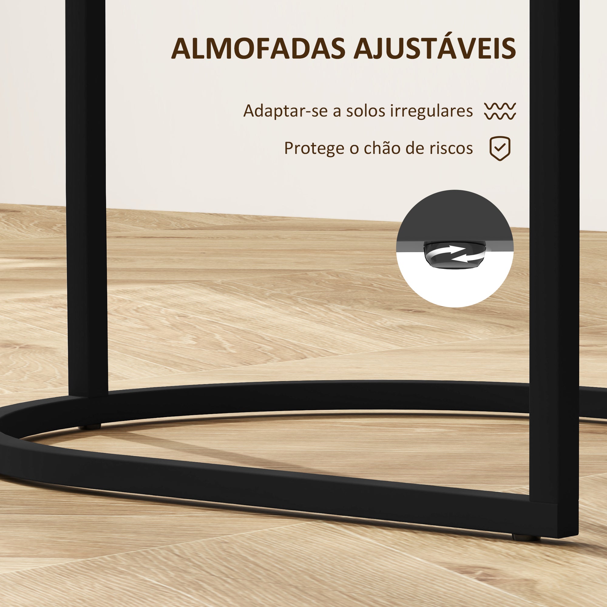 Conjunto de Mesas Auxiliares – 45x38x58 cm – Marrom Rústico – Melamina de madeira e aço