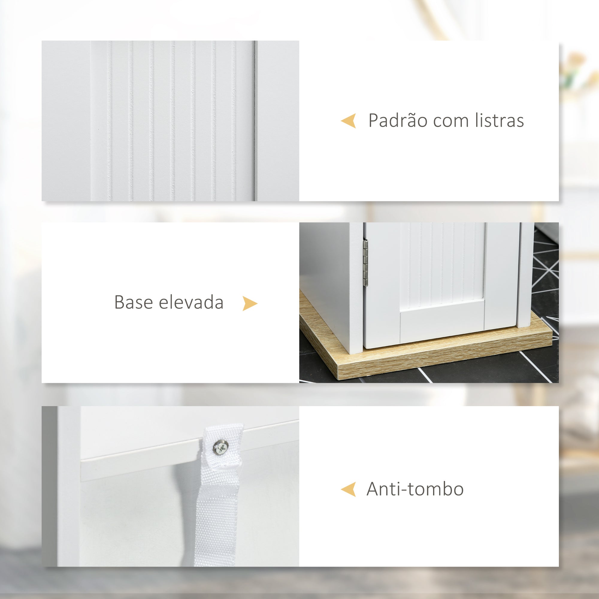 Armário Casa de Banho Compacto Branco 20x20x80 cm - Prateleiras Ajustáveis