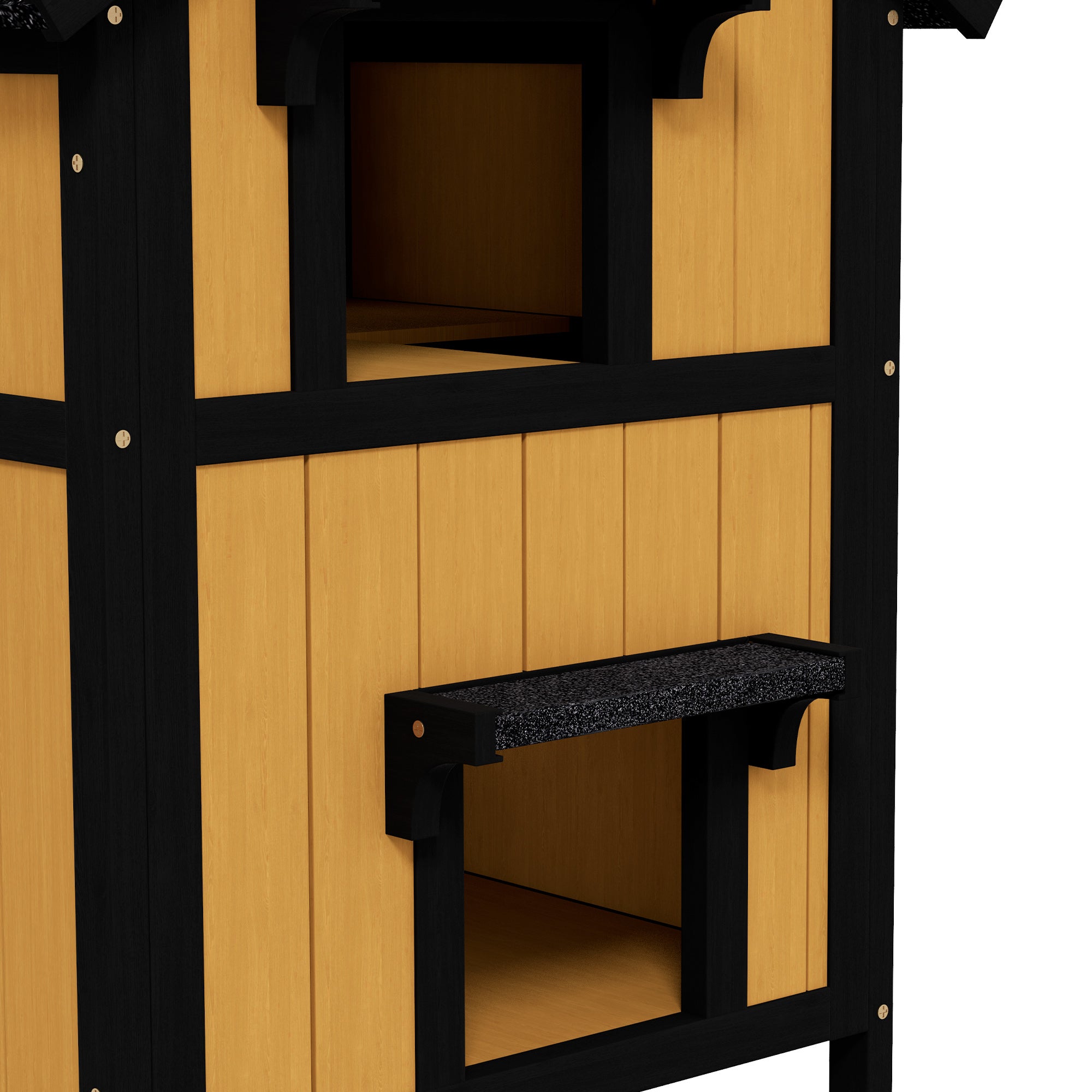 Casa para Gatos de Madeira – 96x65x85,5 cm – Preto – Madeira
