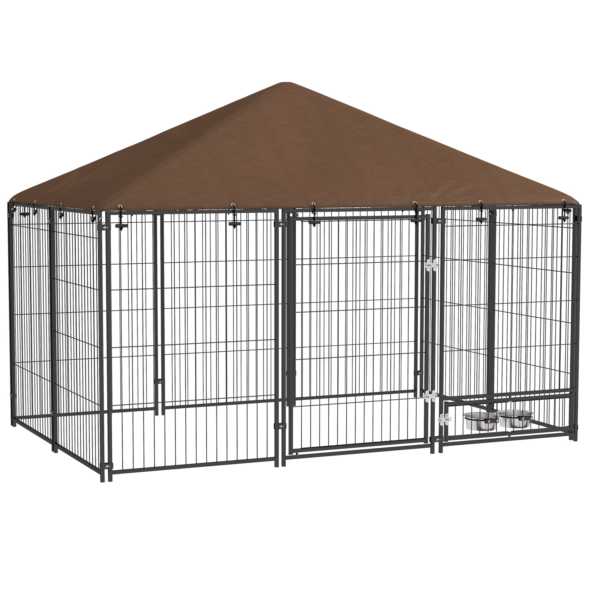 Parque para Cães com Toldo 211x141x151 cm - Marrom