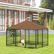 Parque para Cães com Toldo 211x141x151 cm - Marrom