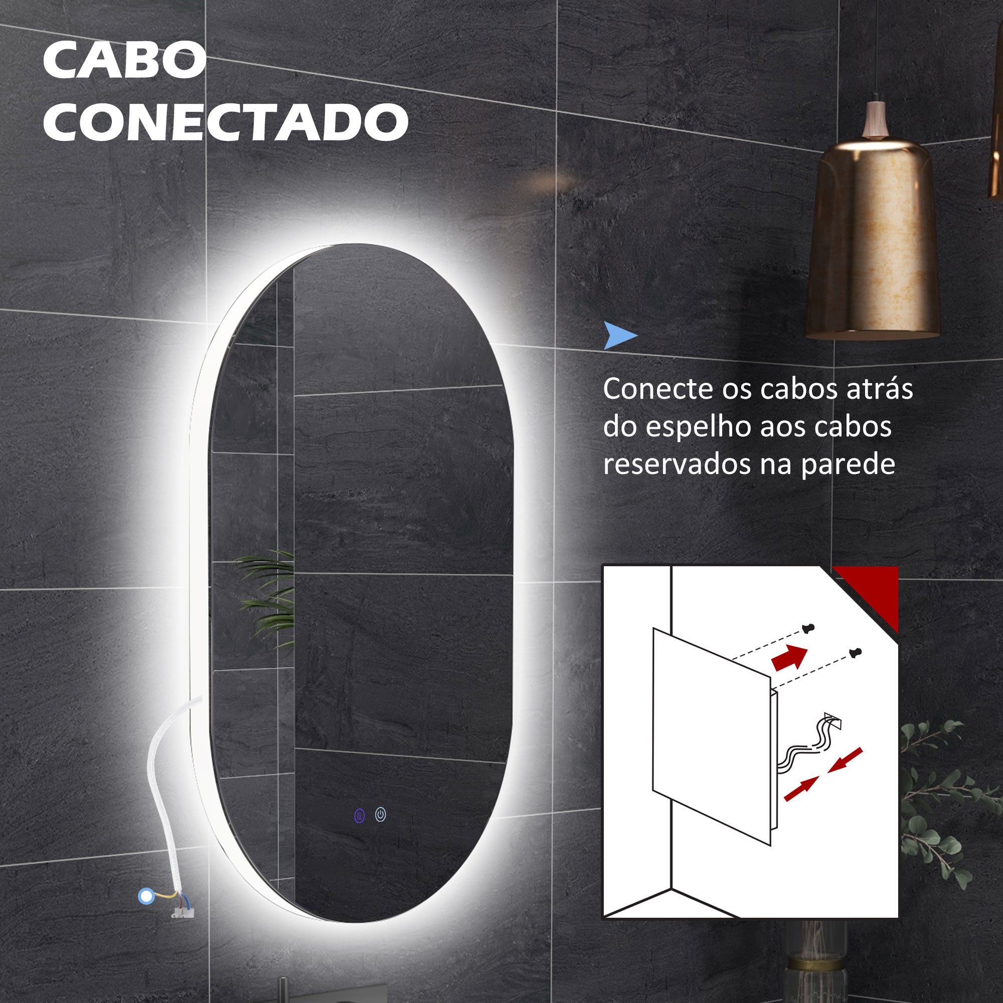 Espelho Casa de Banho LED 81x51 cm Prata - Iluminação Ajustável
