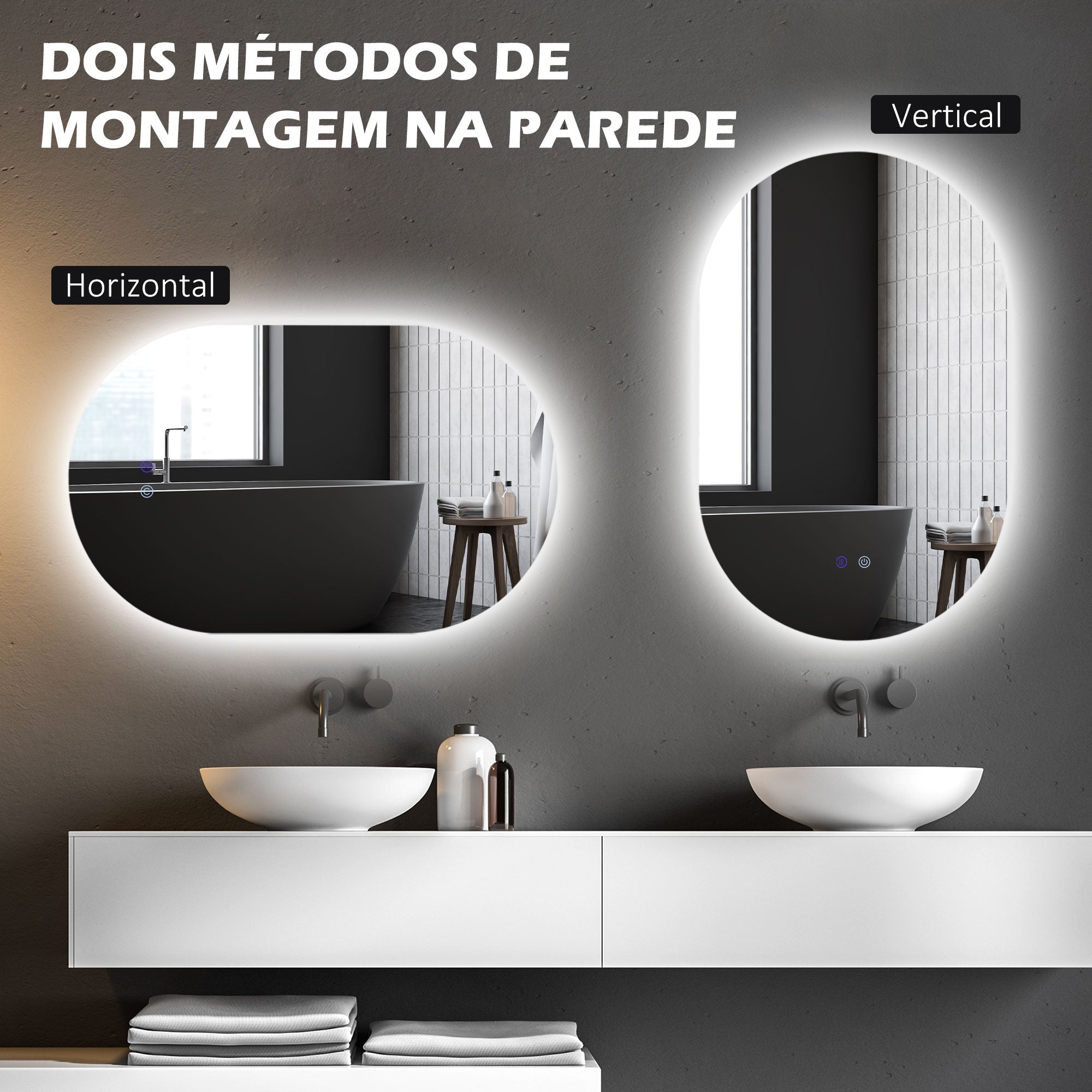 Espelho Casa de Banho LED 81x51 cm Prata - Iluminação Ajustável