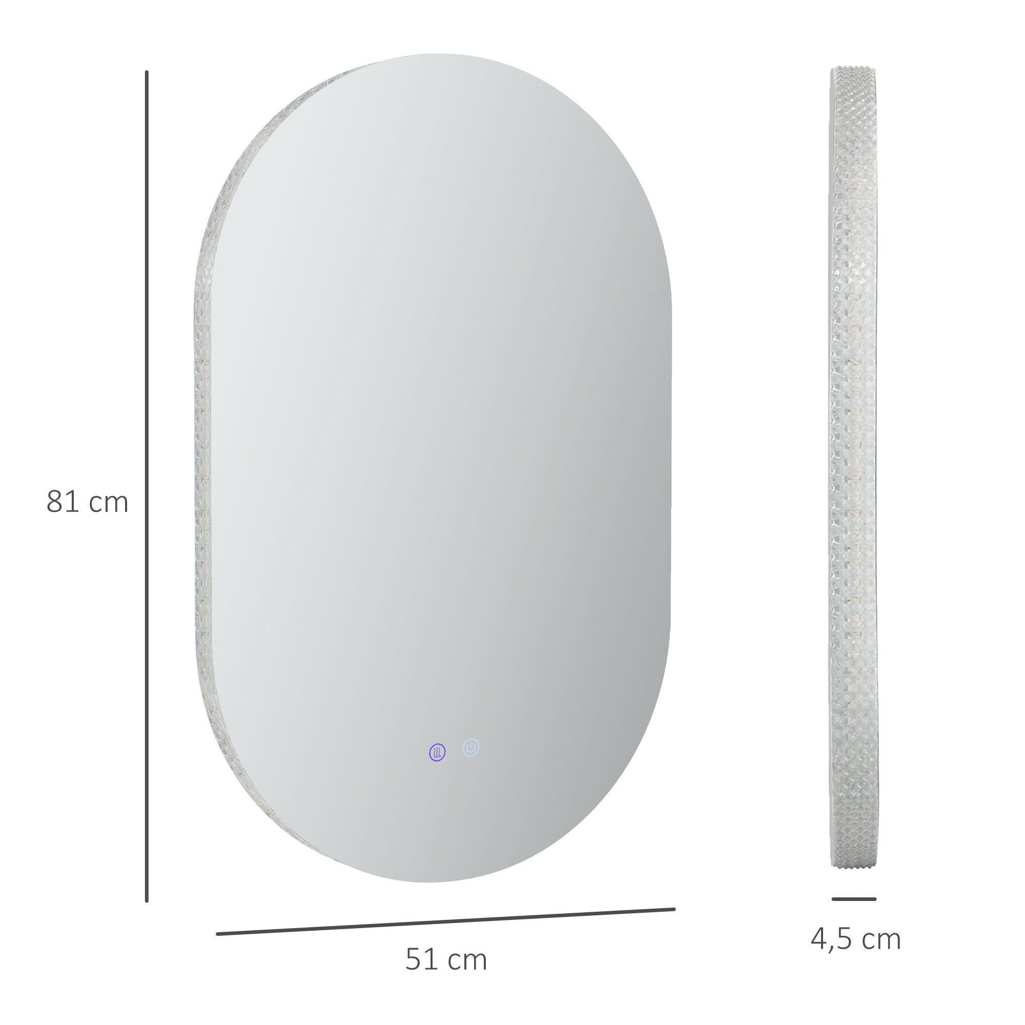 Espelho Casa de Banho LED 81x51 cm Prata - Iluminação Ajustável