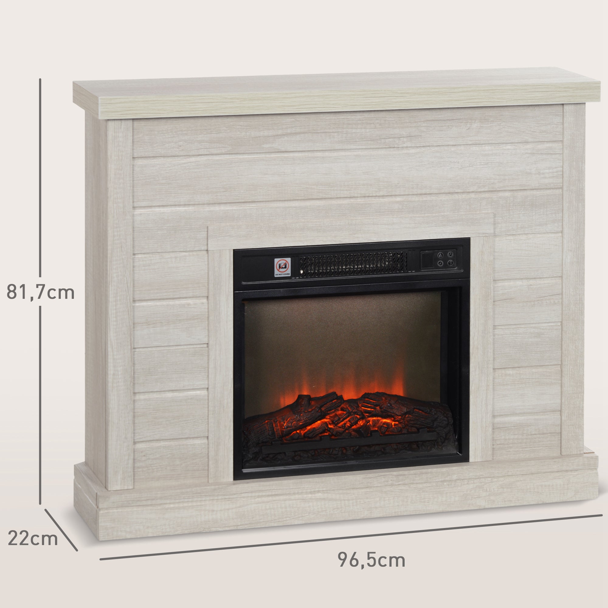 Lareira Elétrica Decorativa – 96,5x22x81,7 cm – Madeira Clara