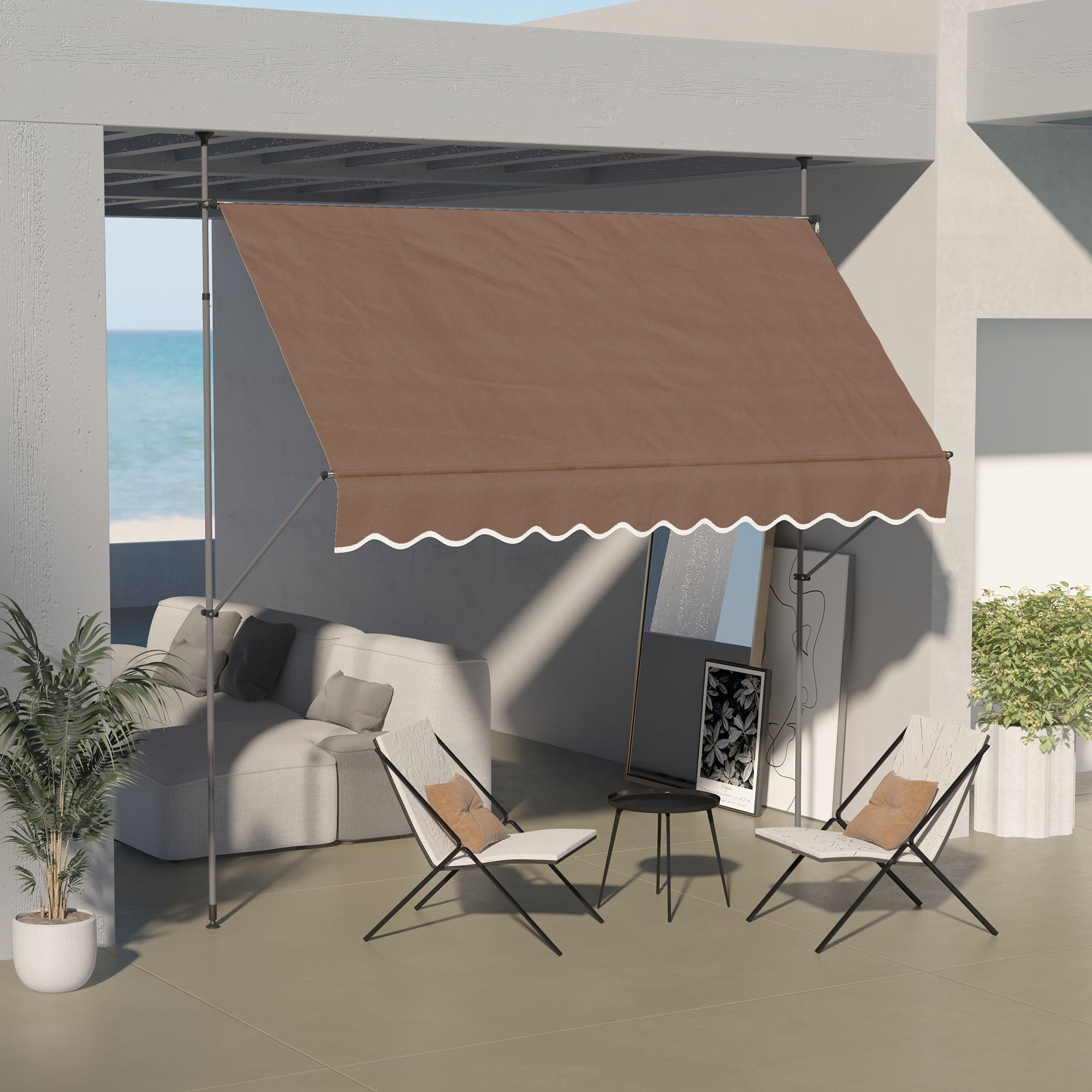Toldo Retrátil Manual 300x120x210-300 cm Cor Marrom