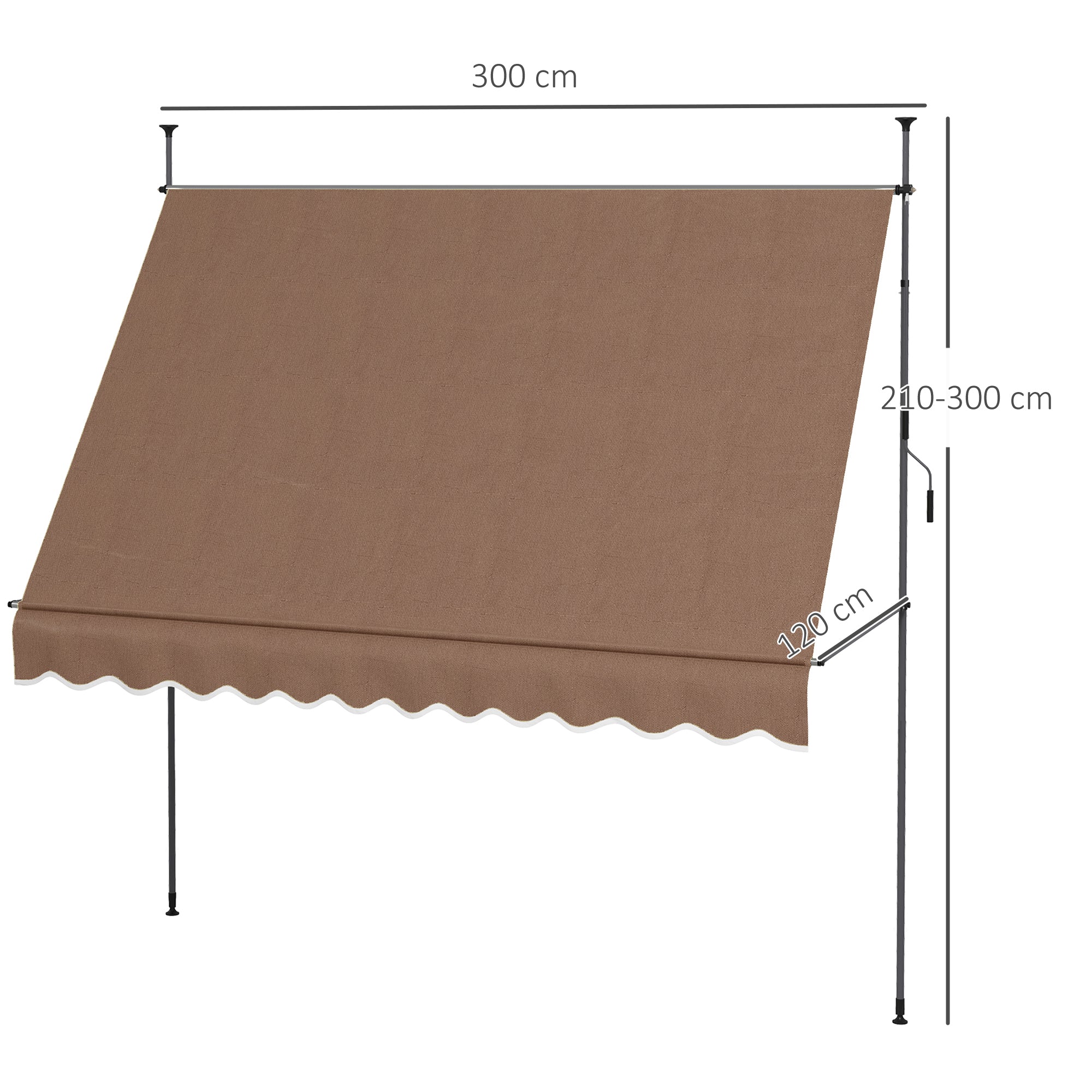 Toldo Retrátil Manual 300x120x210-300 cm Cor Marrom