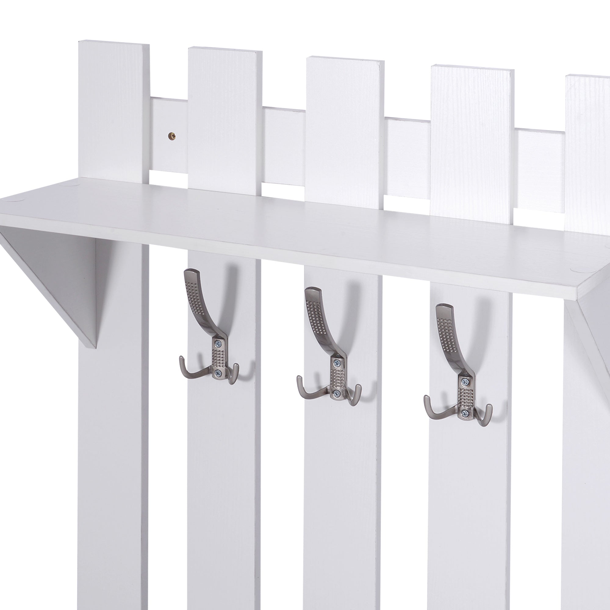 Móvel Cabide de Entrada Branco 90x21,5x116 cm com Espelho e Sapateira